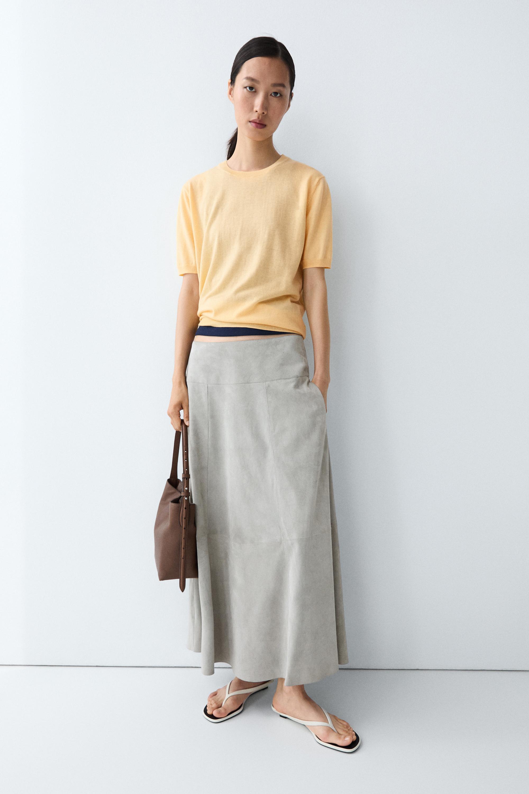 Short-sleeve fine-knit sweater - YELLOW