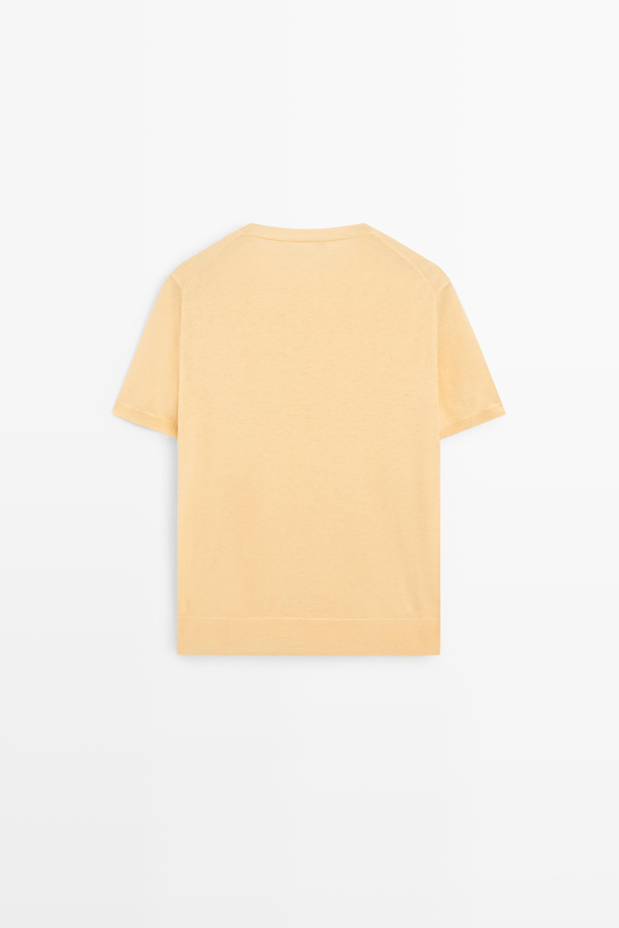 Short-sleeve fine-knit sweater - YELLOW