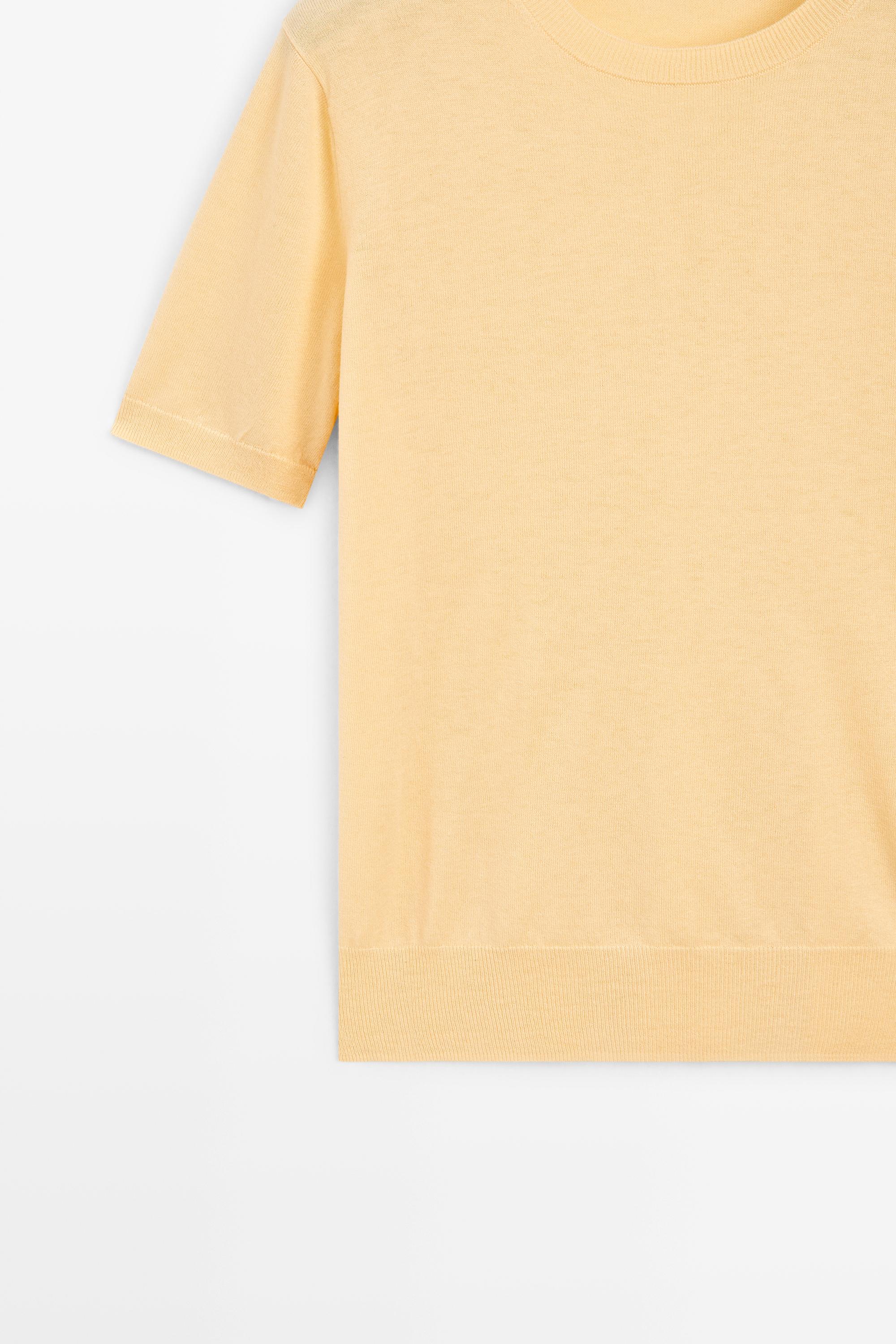 Short-sleeve fine-knit sweater - YELLOW