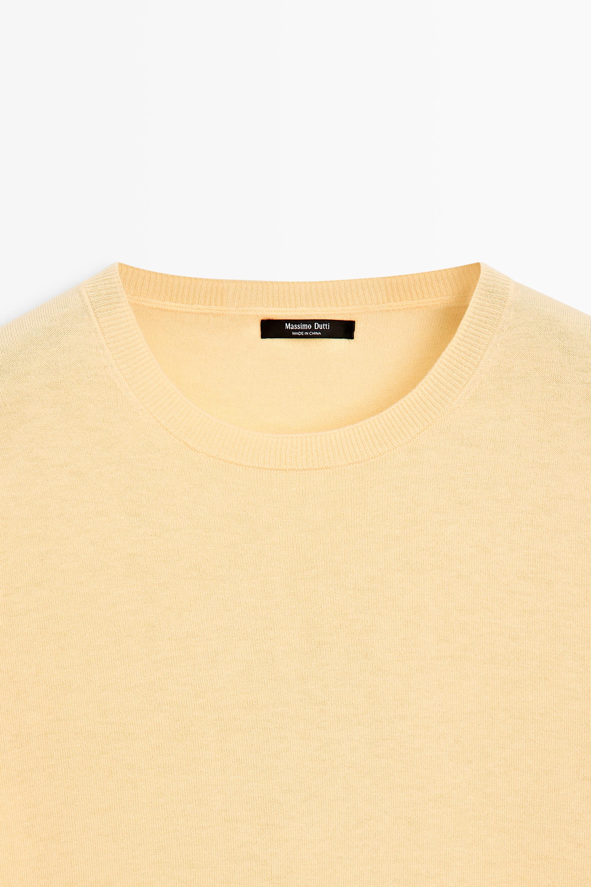 Short-sleeve fine-knit sweater - YELLOW
