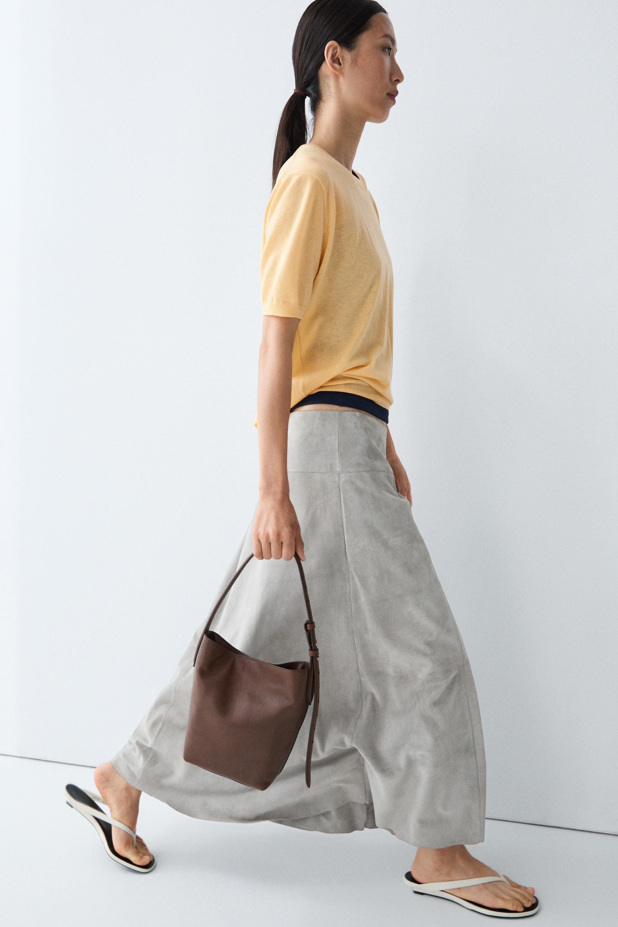Short-sleeve fine-knit sweater - YELLOW