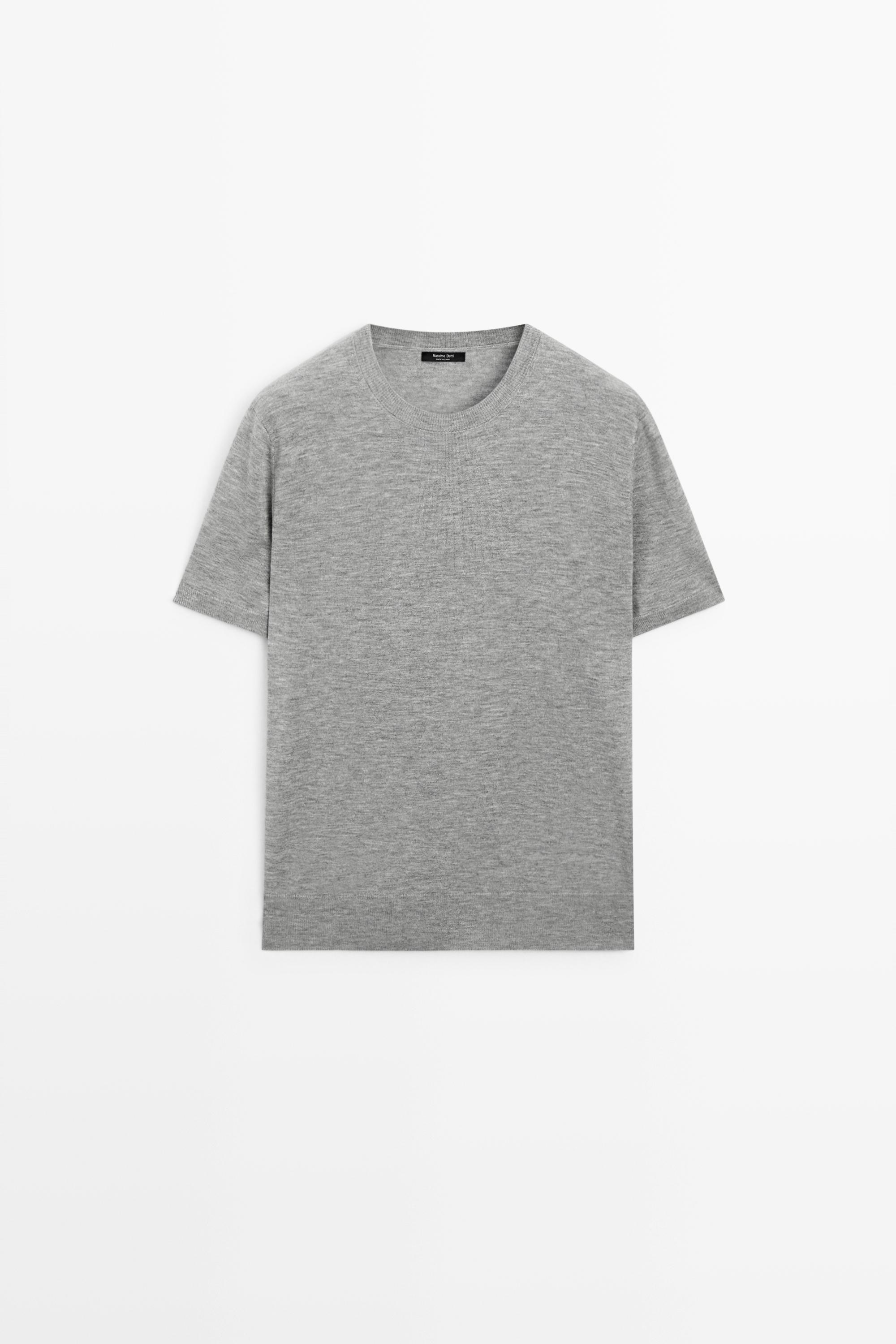 Short-sleeve fine-knit sweater - GREY MARL
