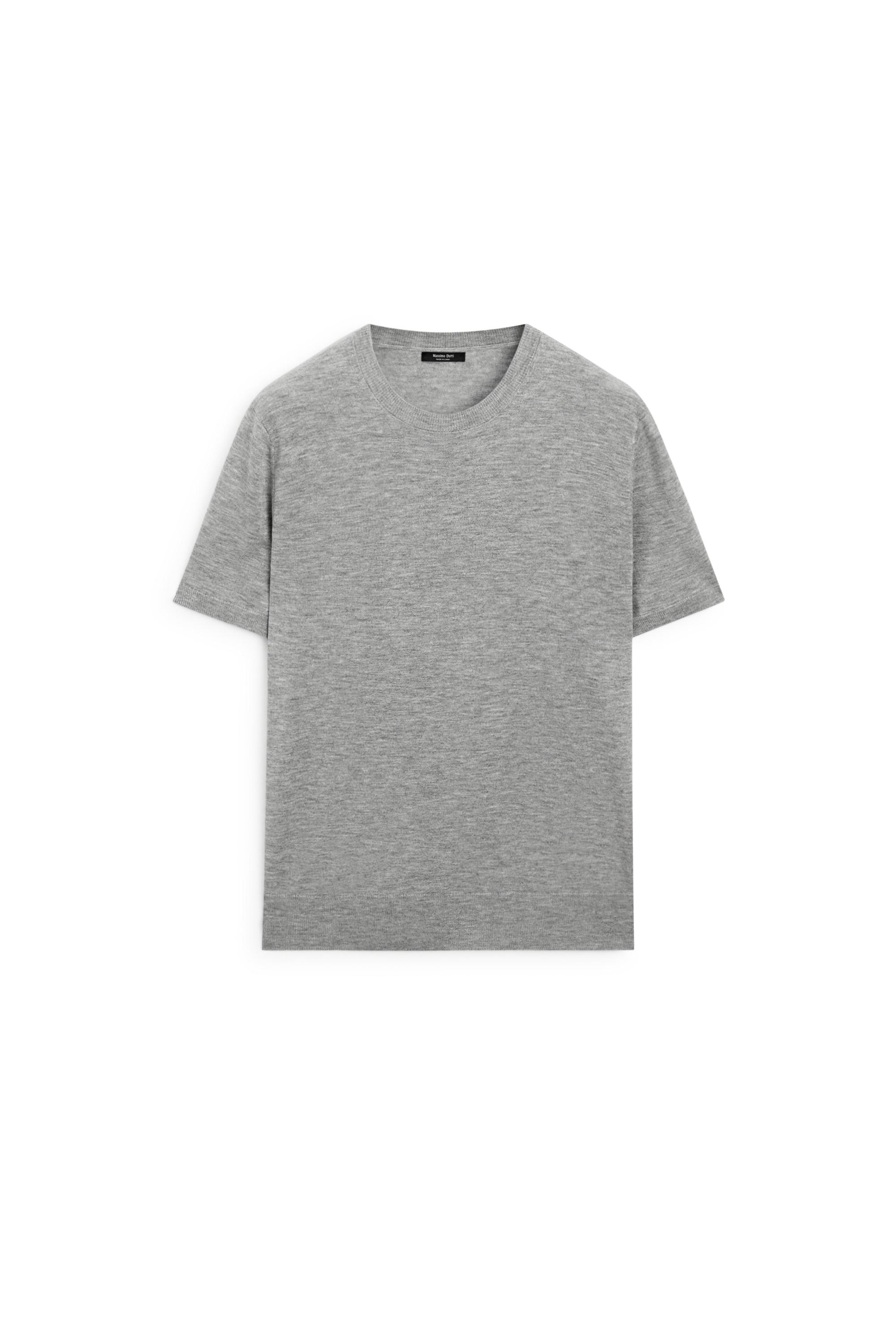 Short-sleeve fine-knit sweater - GREY MARL