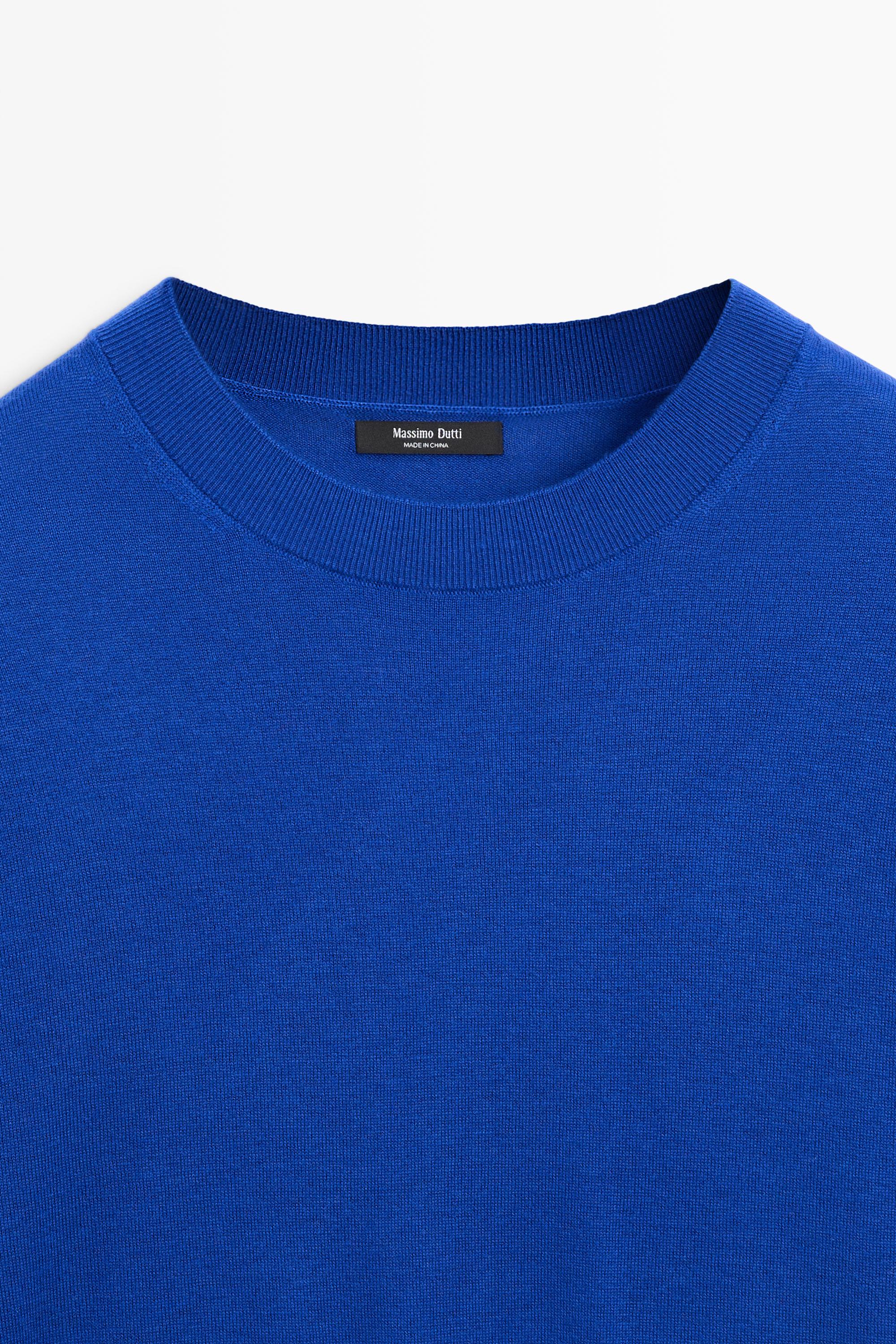 Fine knit round neck sweater - DEEP BLUE