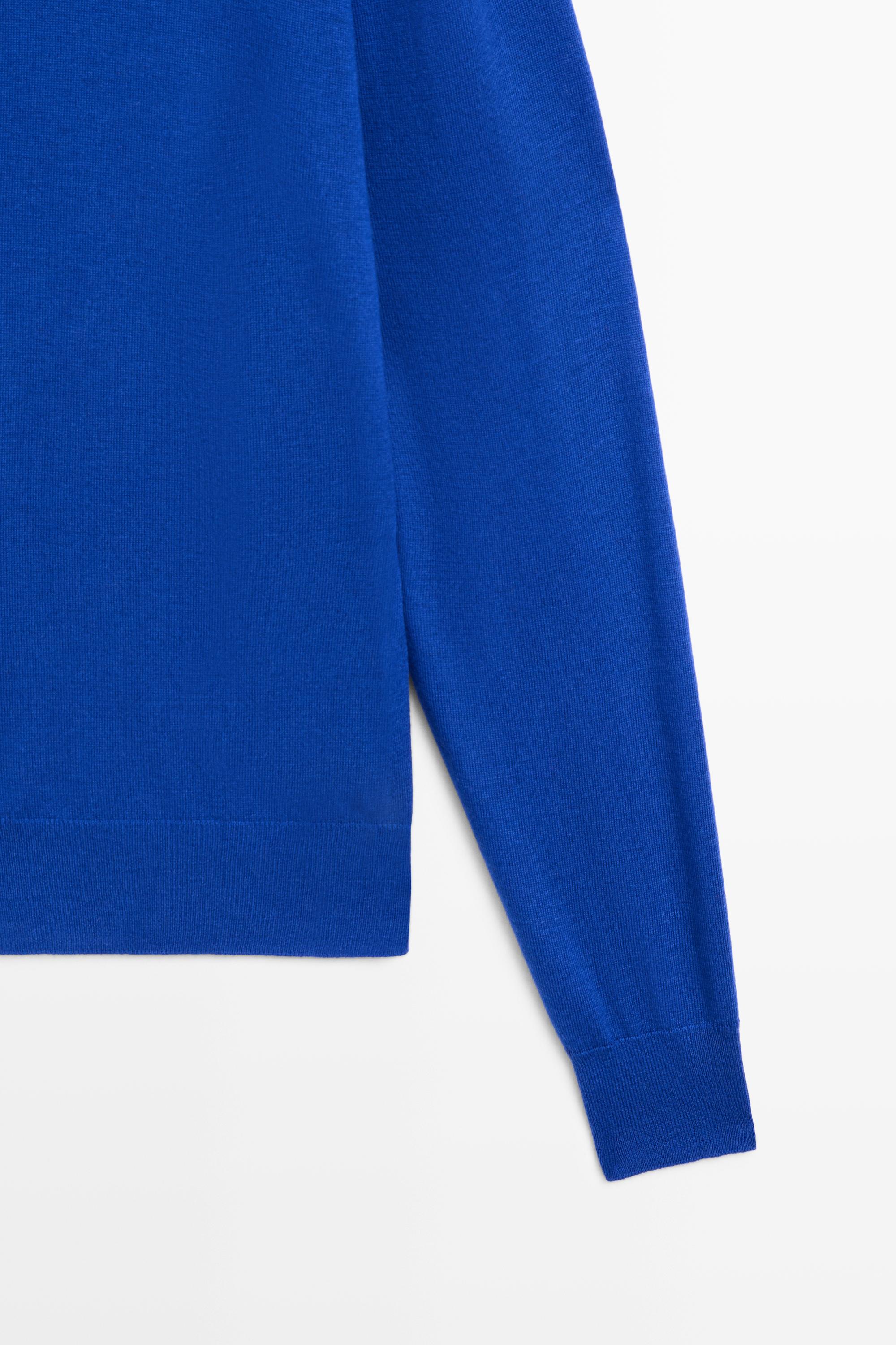 Fine knit round neck sweater - DEEP BLUE