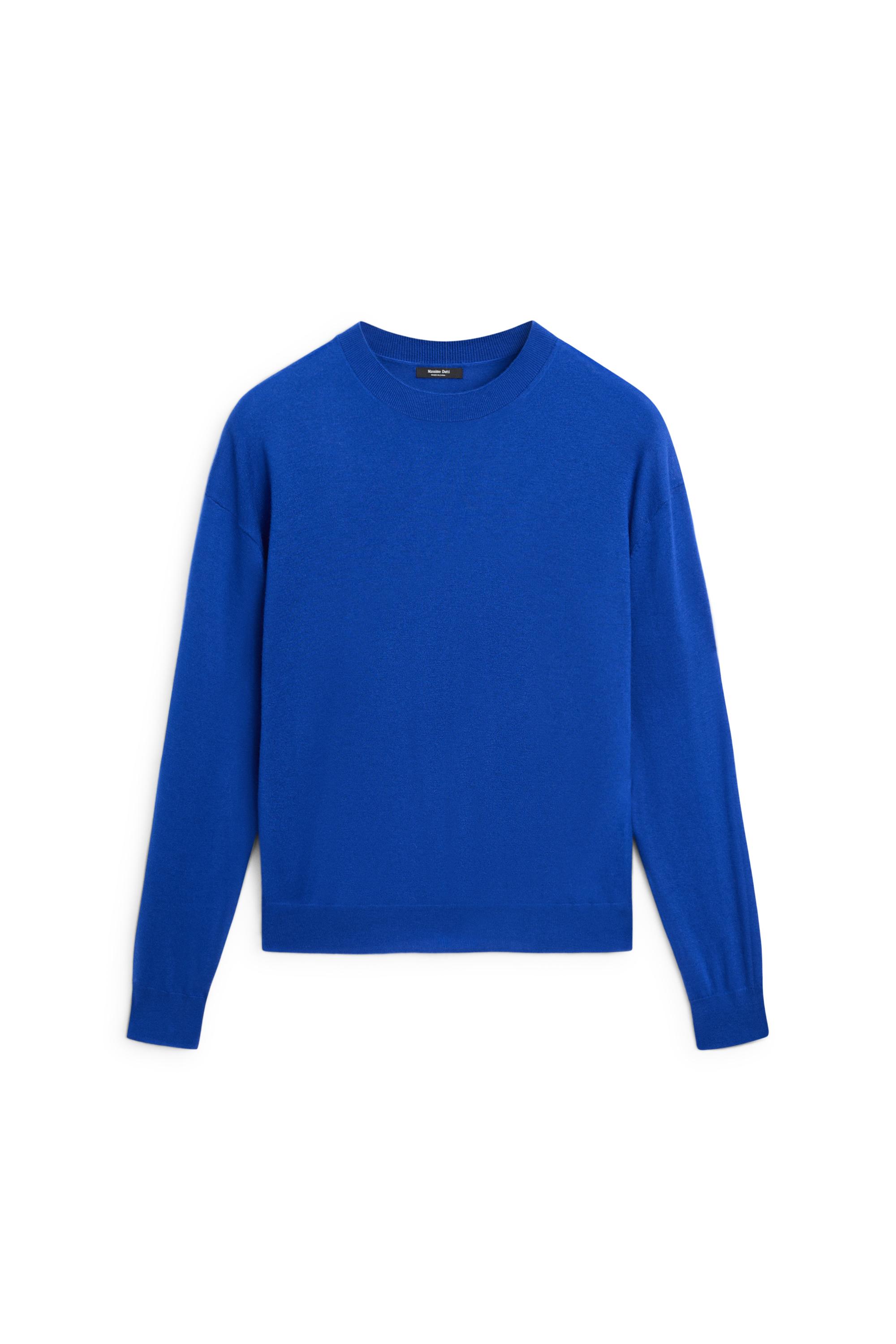 Fine knit round neck sweater - DEEP BLUE