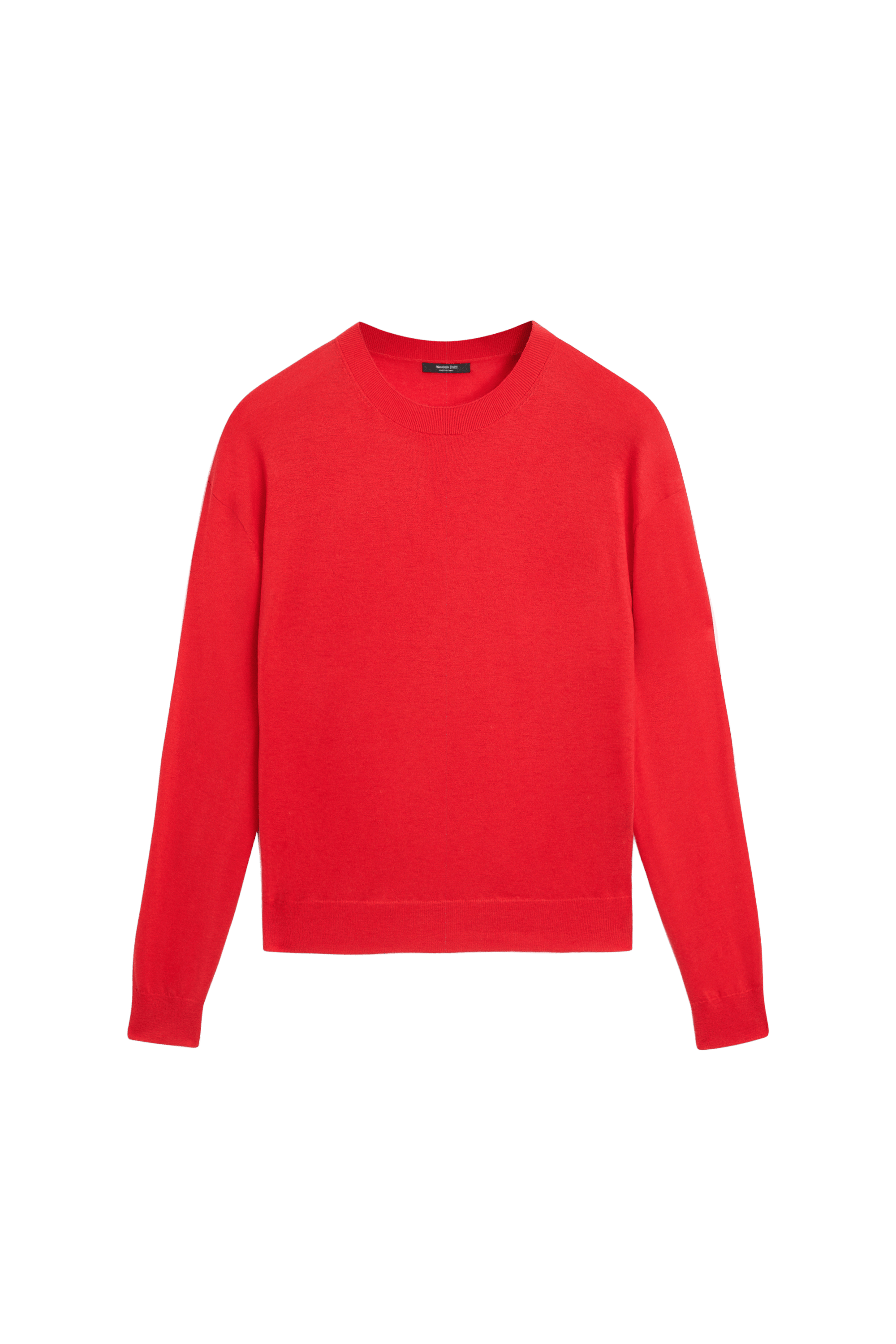 Fine knit round neck sweater - RED