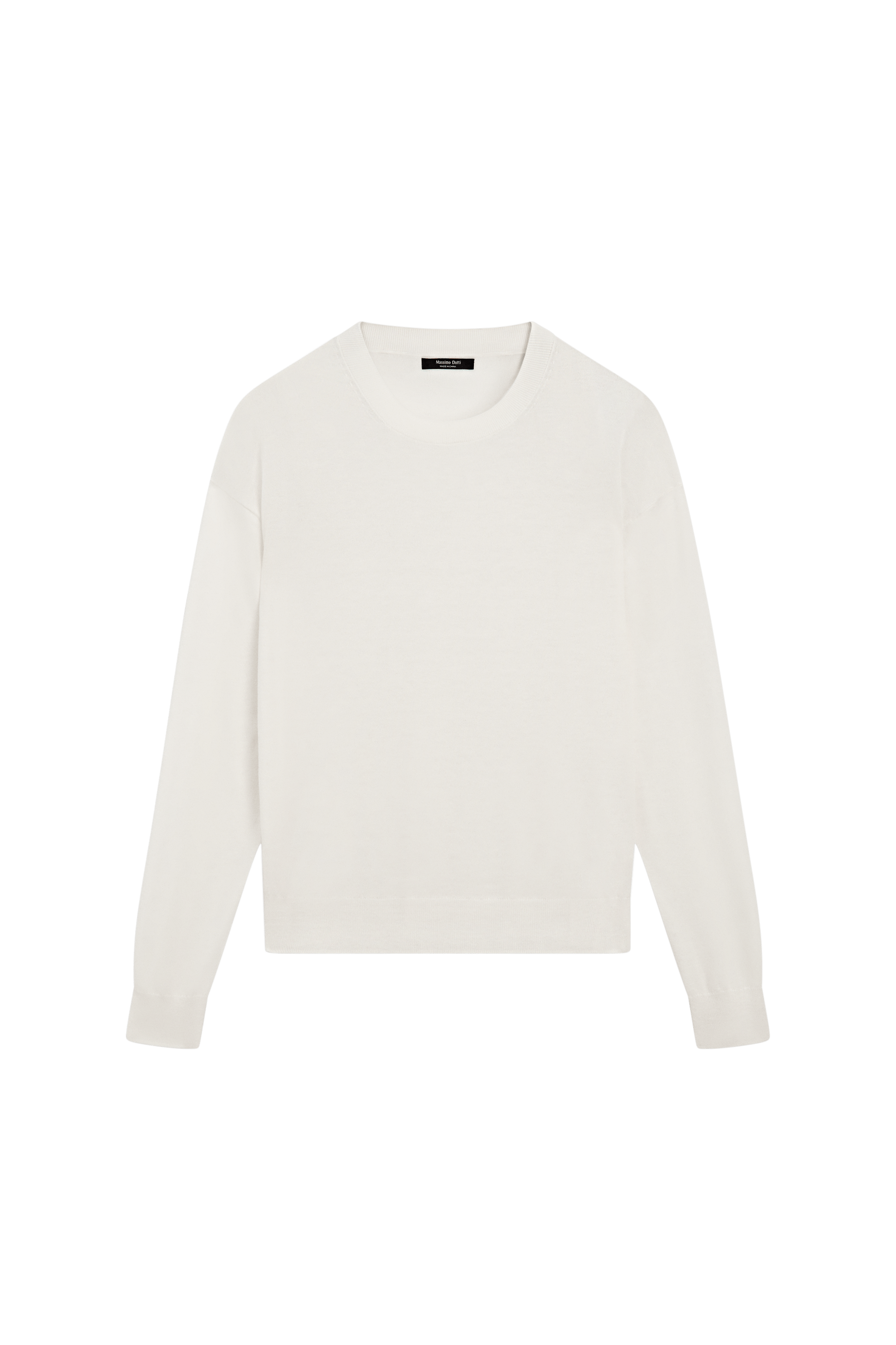 Fine knit round neck sweater - CREAM