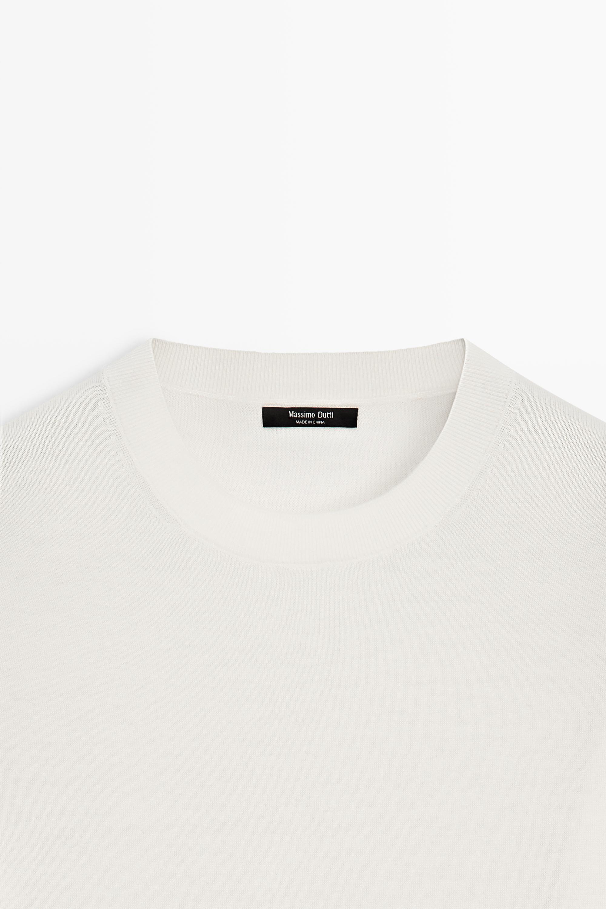 Fine knit round neck sweater - CREAM