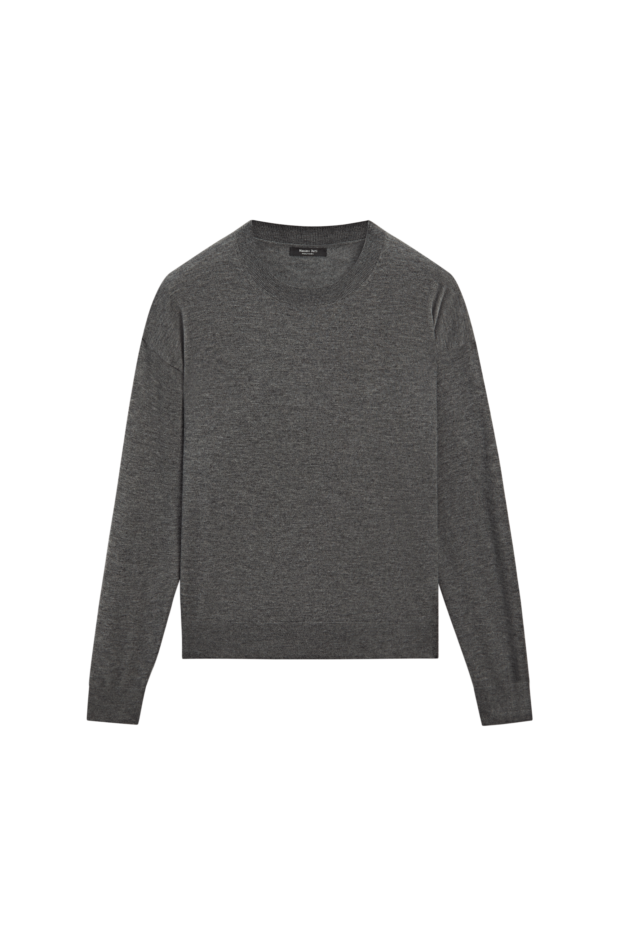 Fine knit round neck sweater - DARK GREY