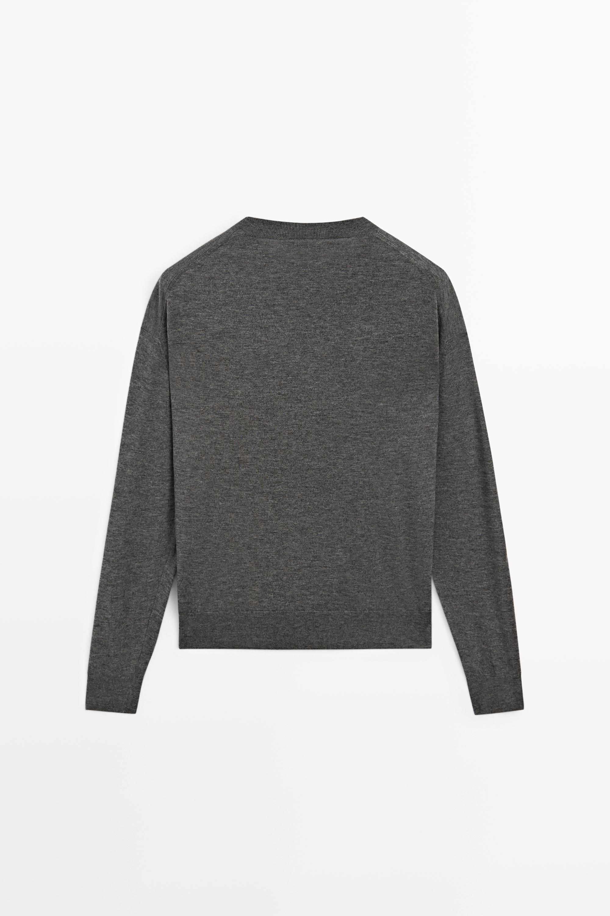 Fine knit round neck sweater - DARK GREY