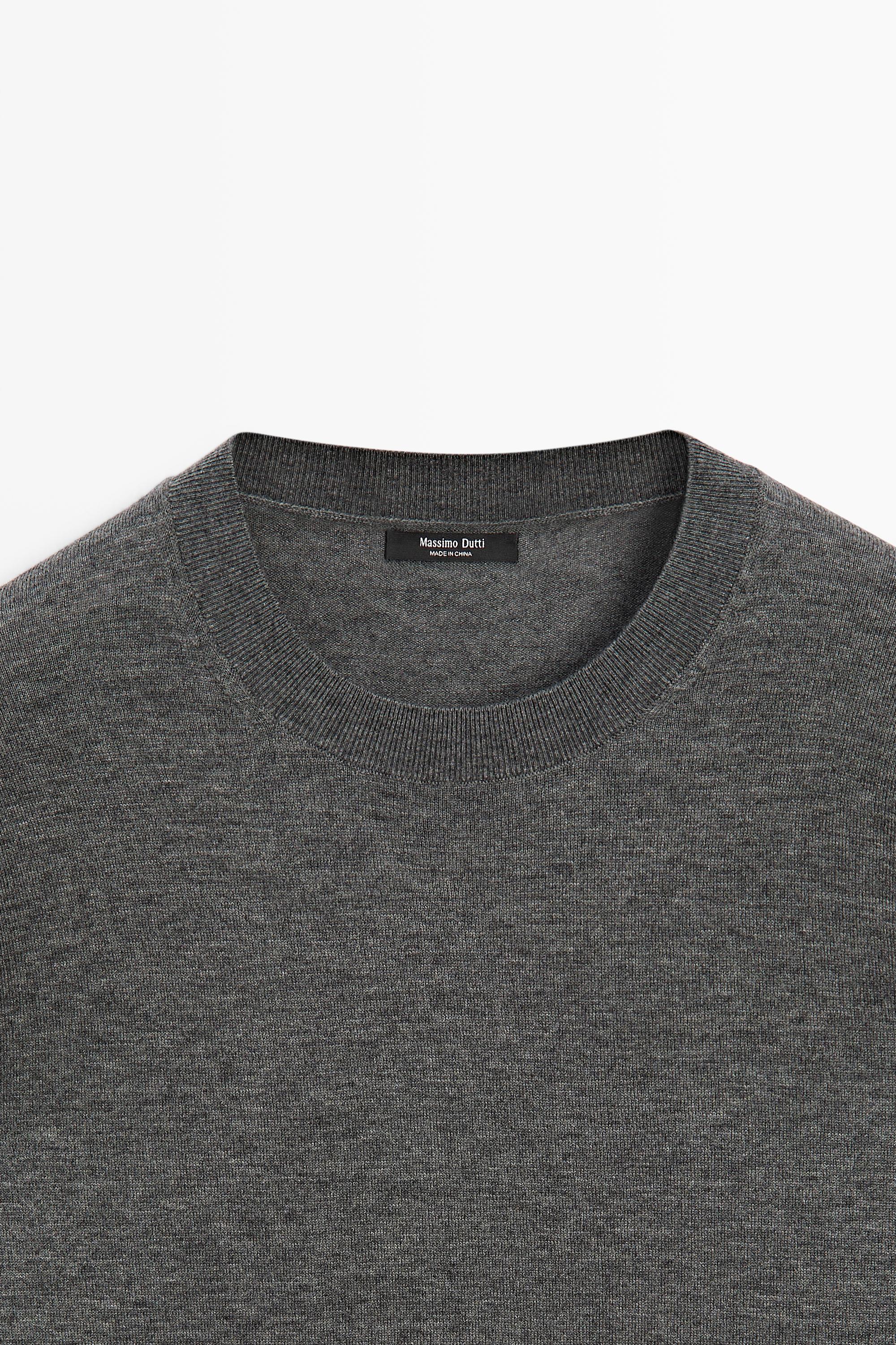 Fine knit round neck sweater - DARK GREY