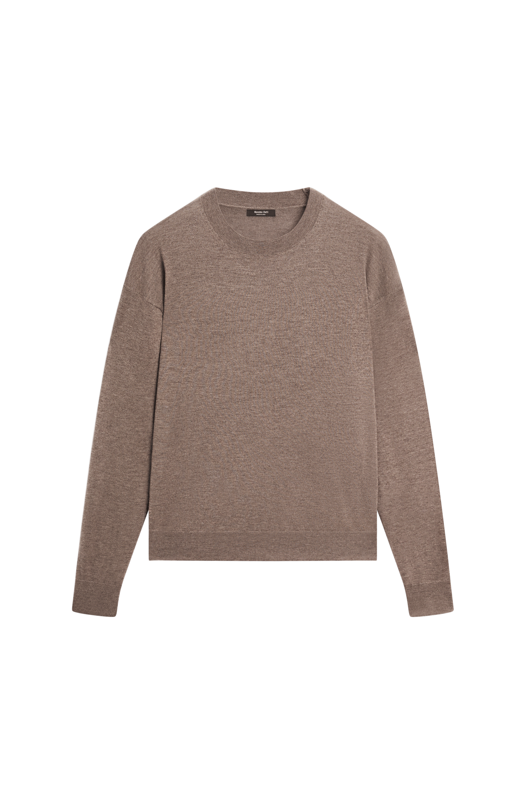 Fine knit round neck sweater - MOLE BROWN