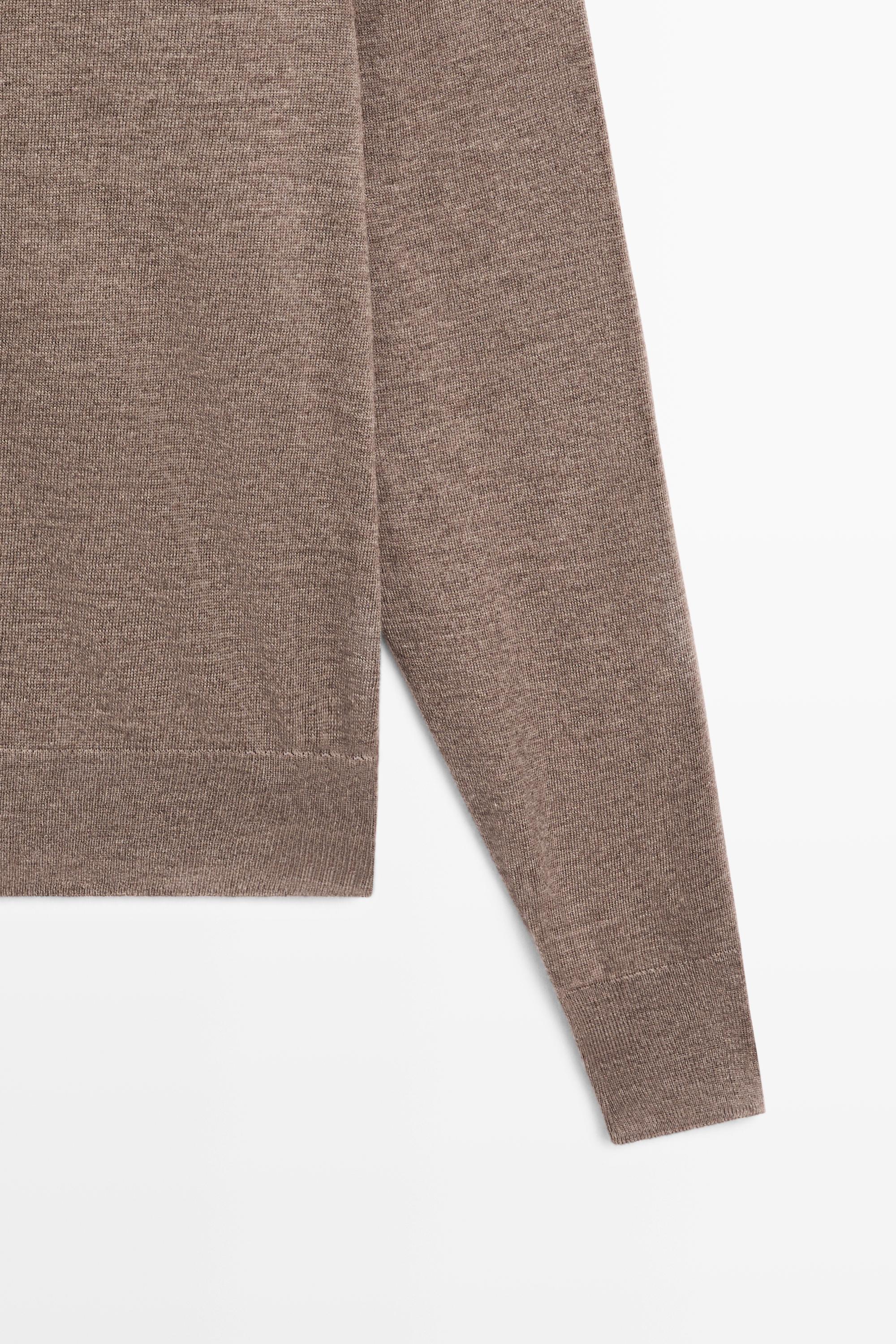 Fine knit round neck sweater - MOLE BROWN