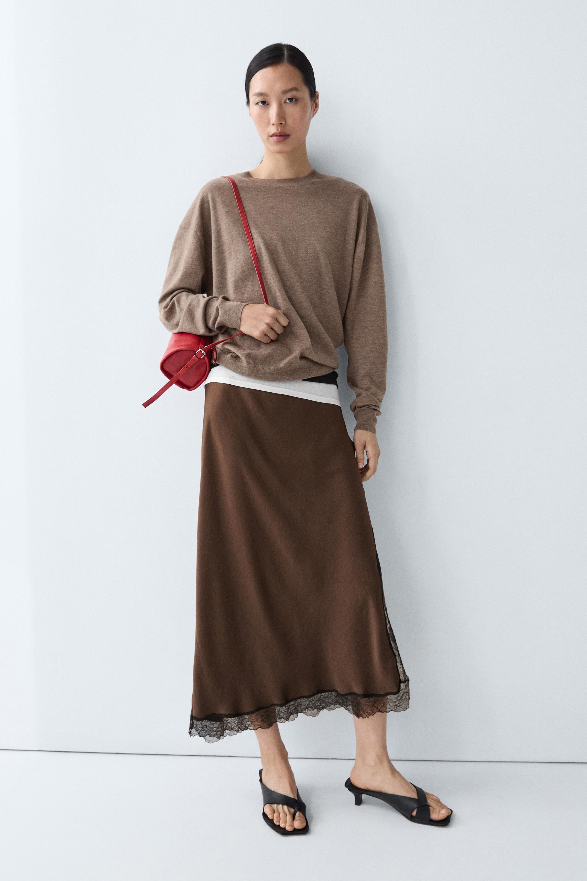 Fine knit round neck sweater - MOLE BROWN