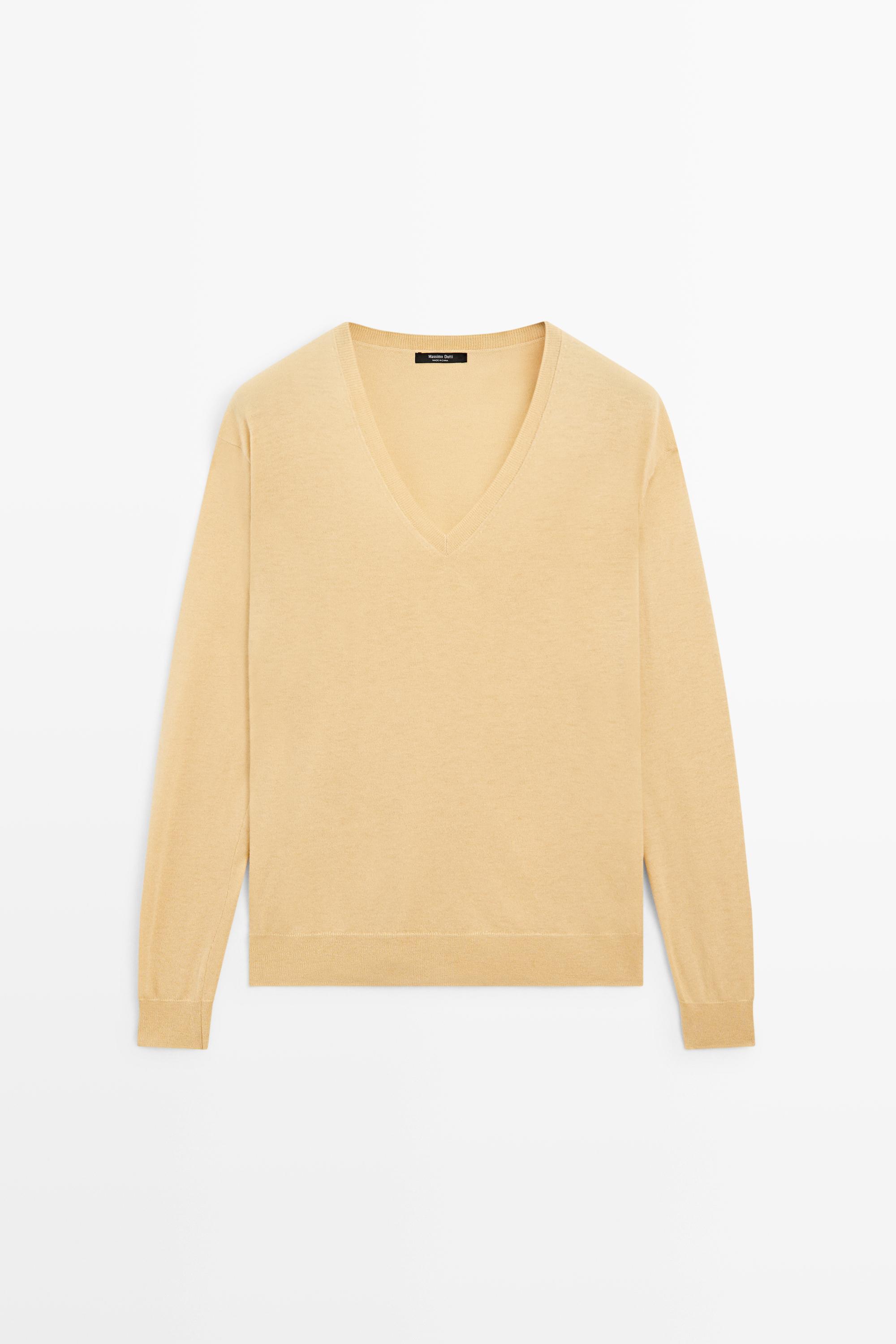 V-neck knit sweater - Vanilla