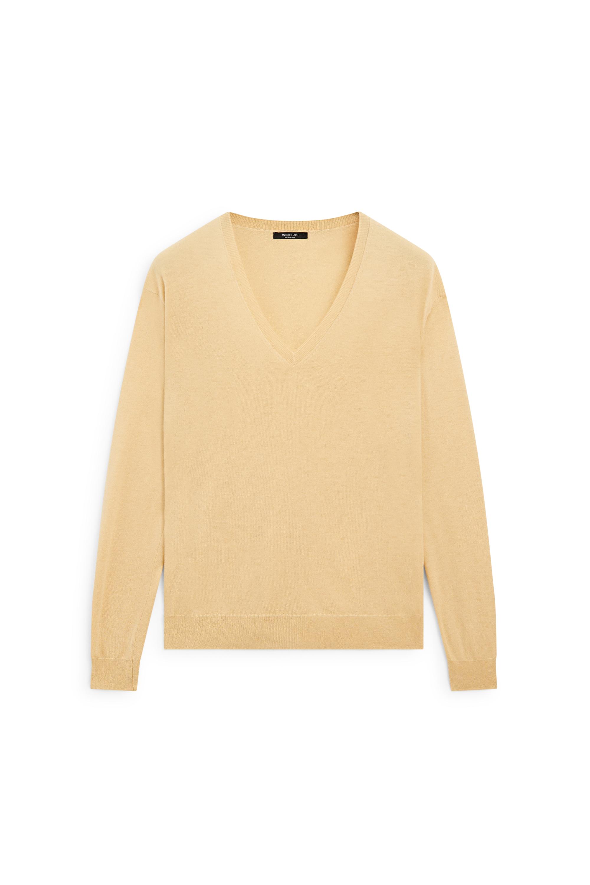 V-neck knit sweater - Vanilla