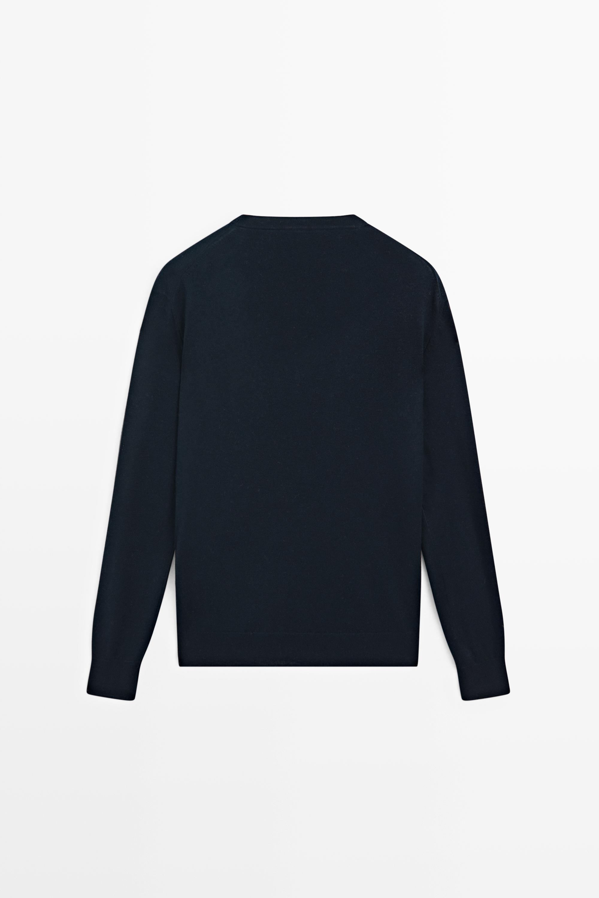 V-neck knit sweater - NAVY BLUE