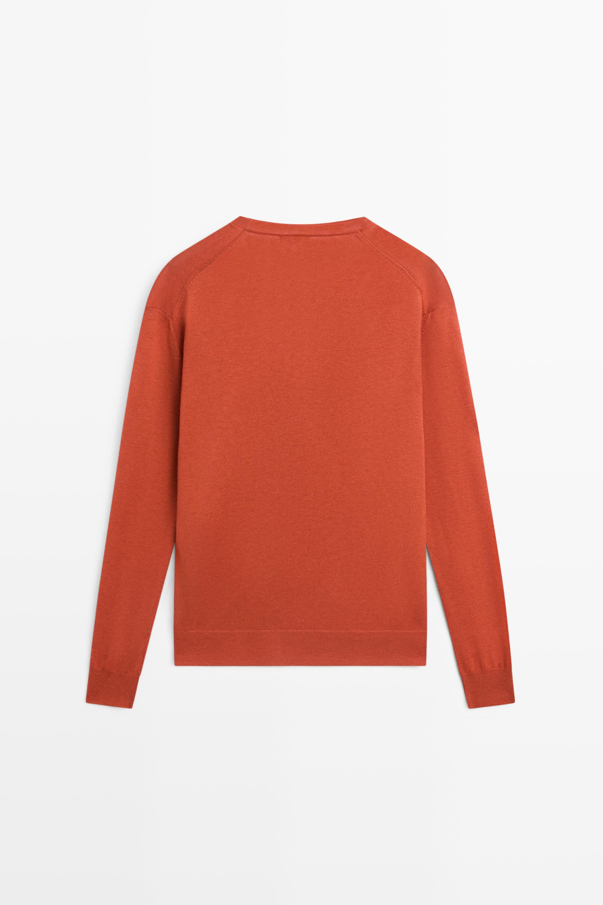V-neck knit sweater - BURNT ORANGE