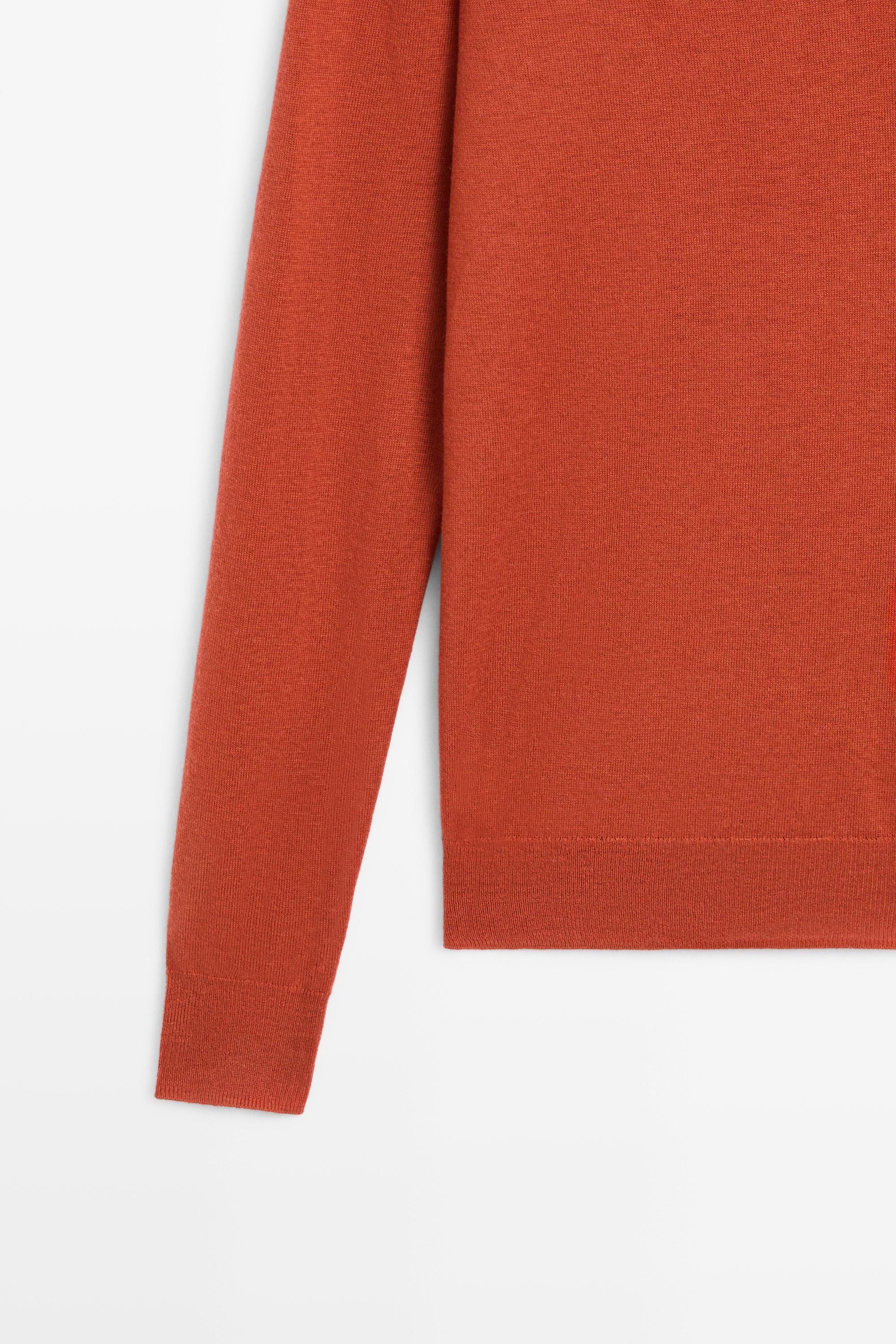 V-neck knit sweater - BURNT ORANGE