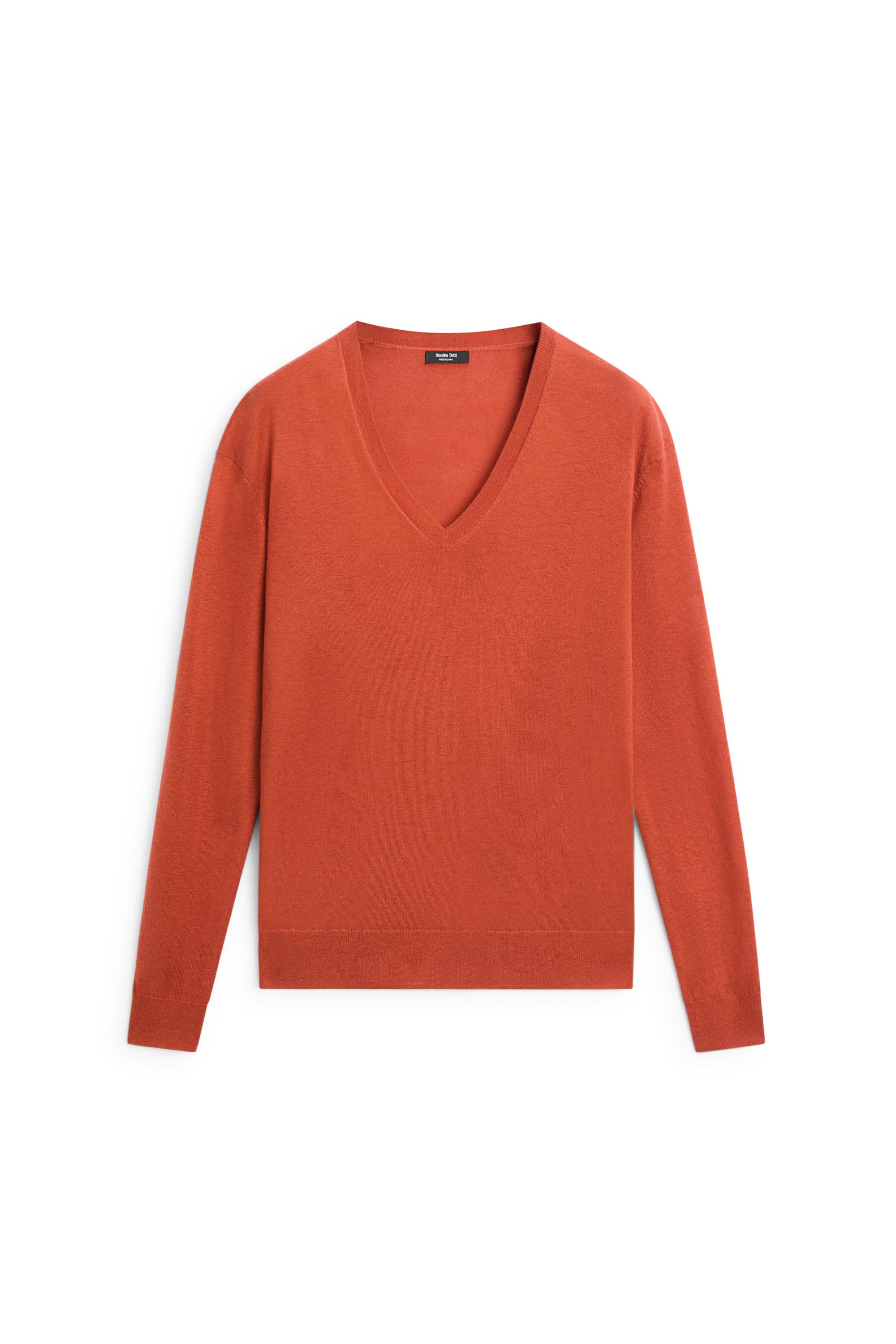 V-neck knit sweater - BURNT ORANGE
