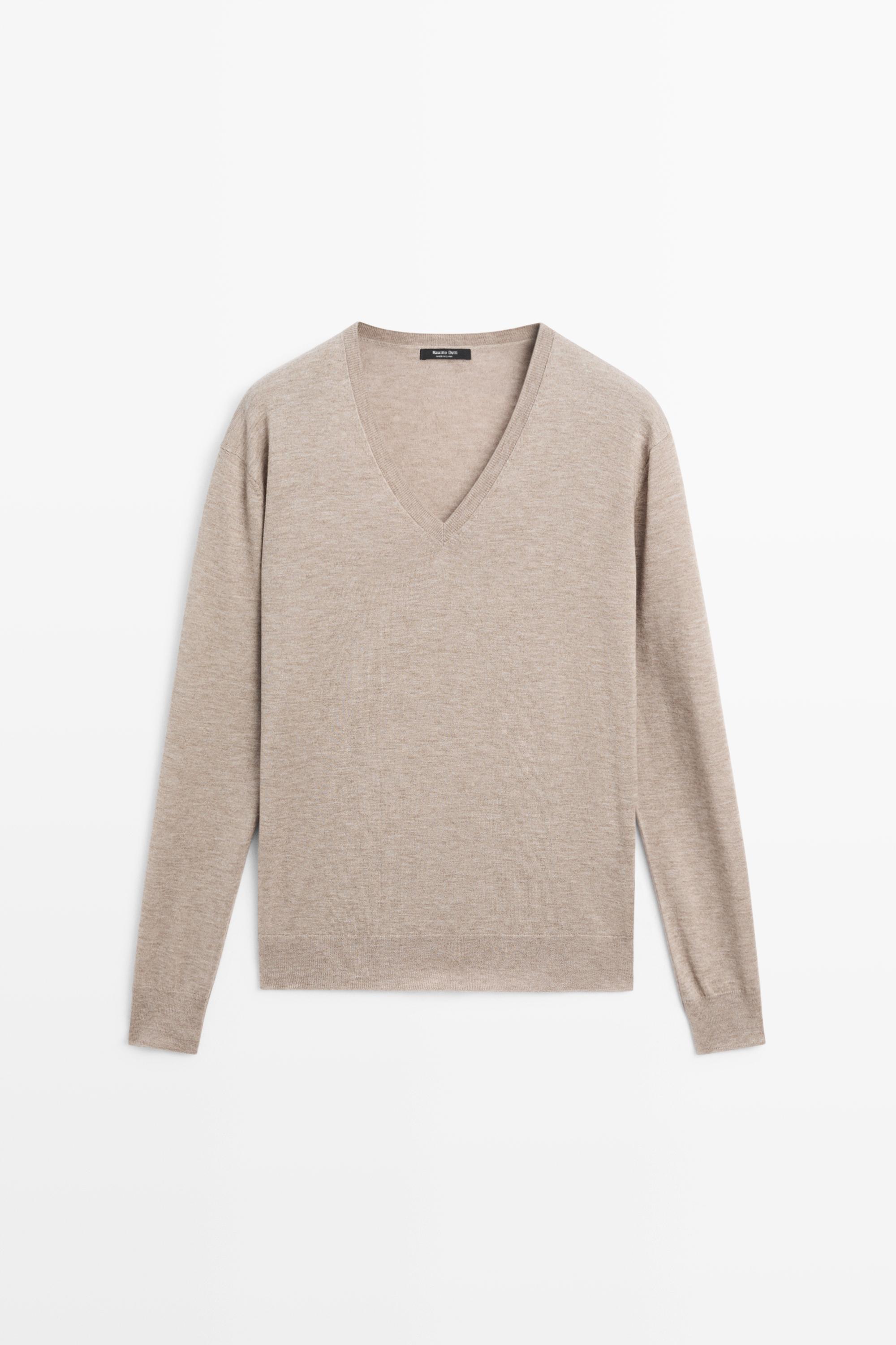 V-neck knit sweater - MINK