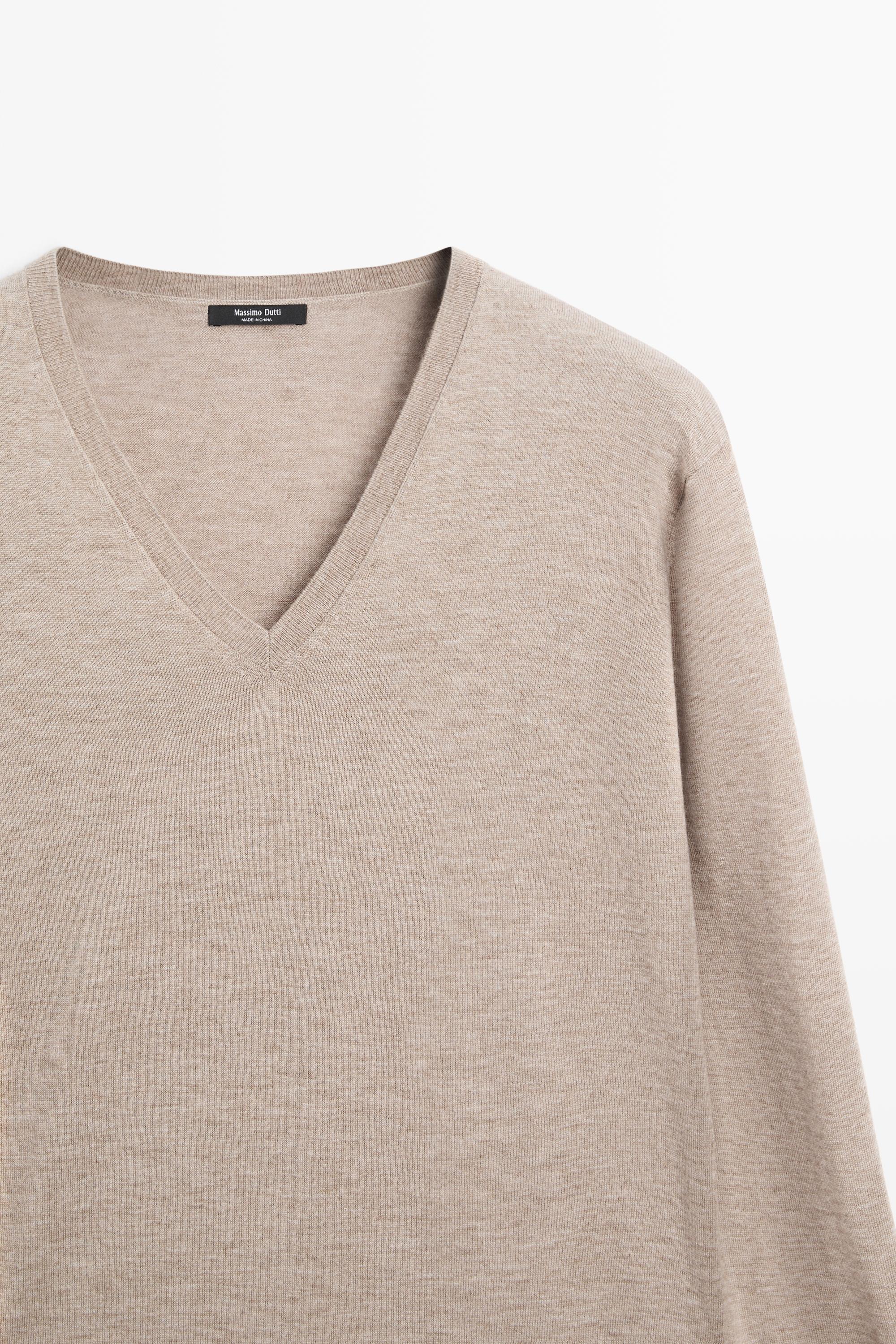 V-neck knit sweater - MINK