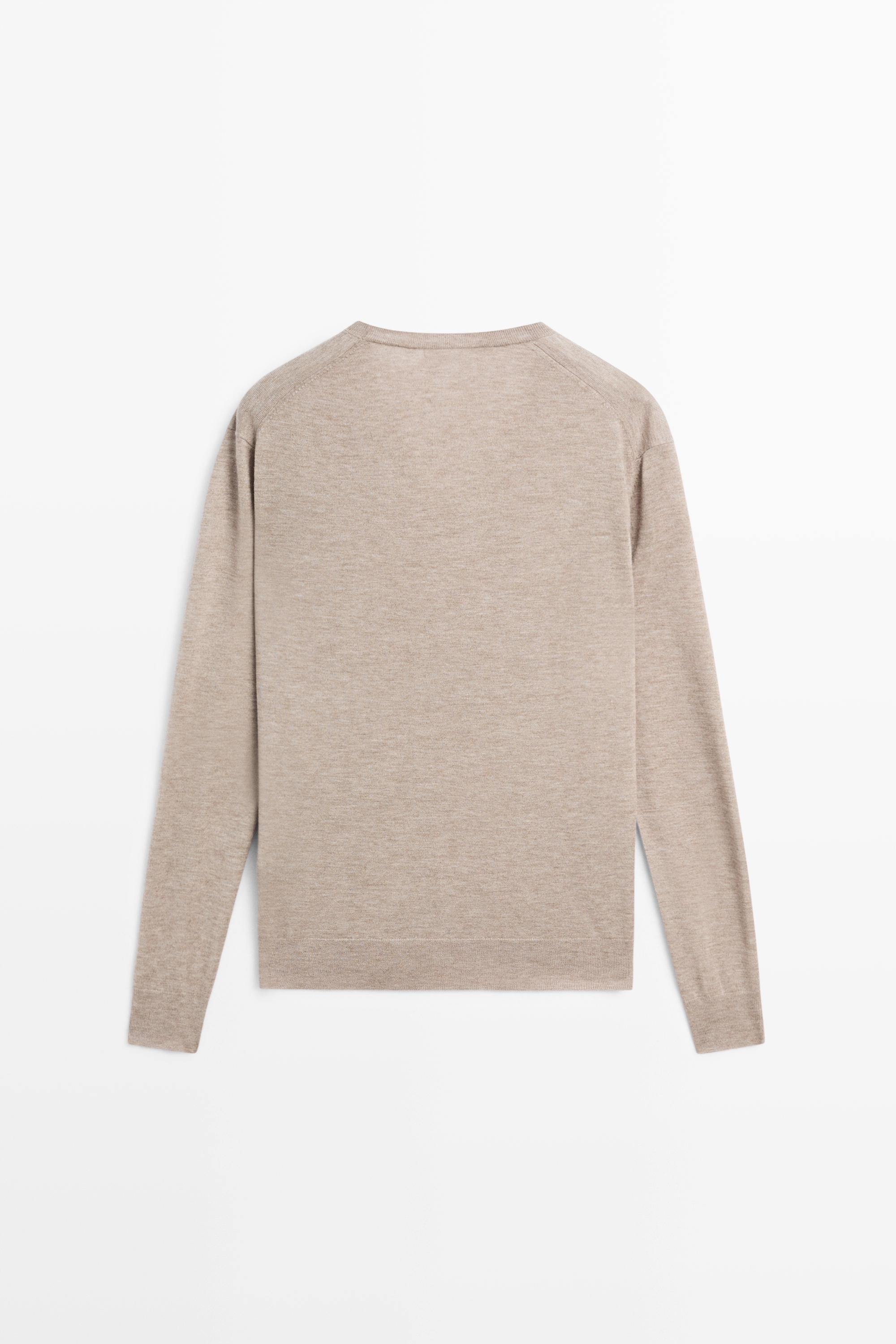 V-neck knit sweater - MINK