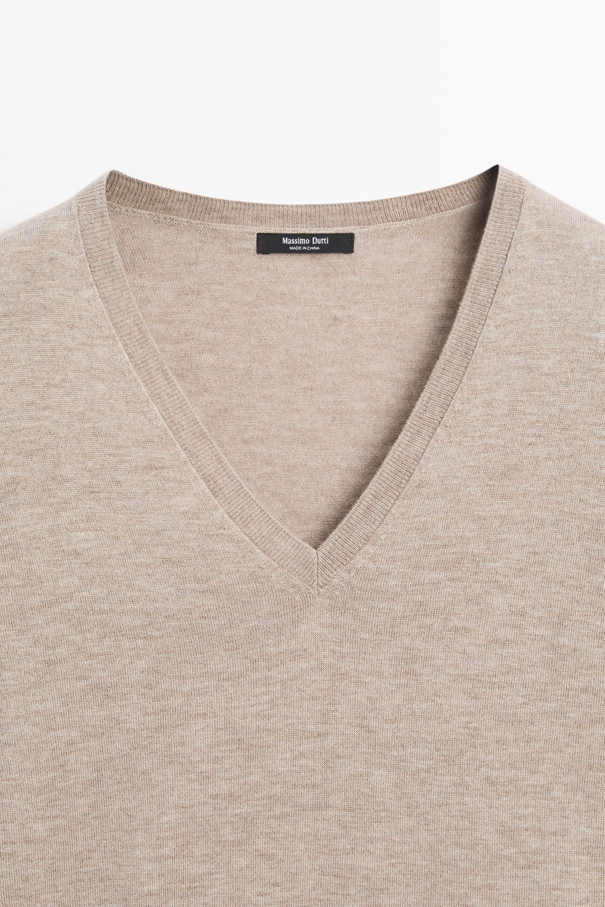 V-neck knit sweater - MINK