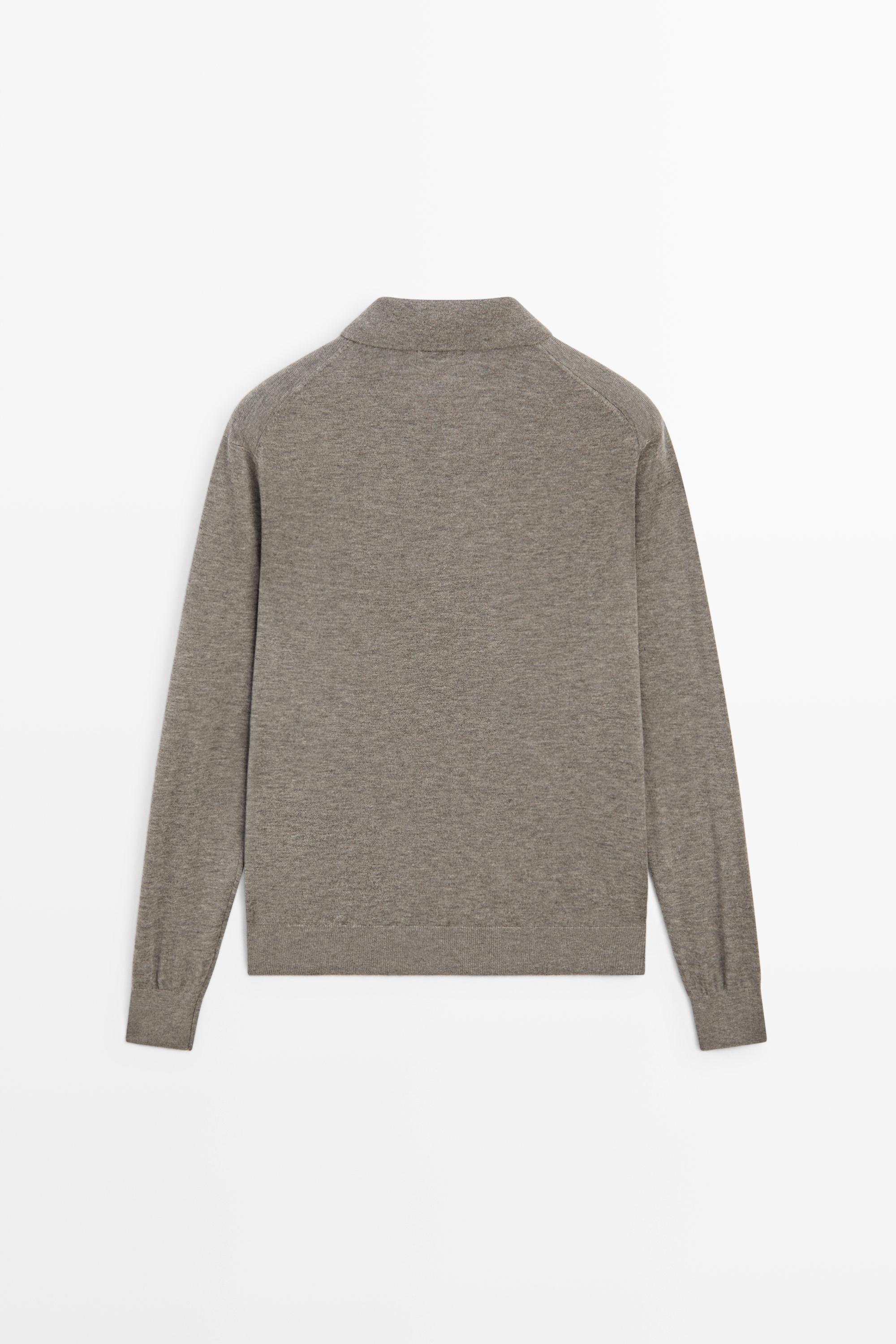 Wool blend quarter-zip knit sweater - DARK KHAKI