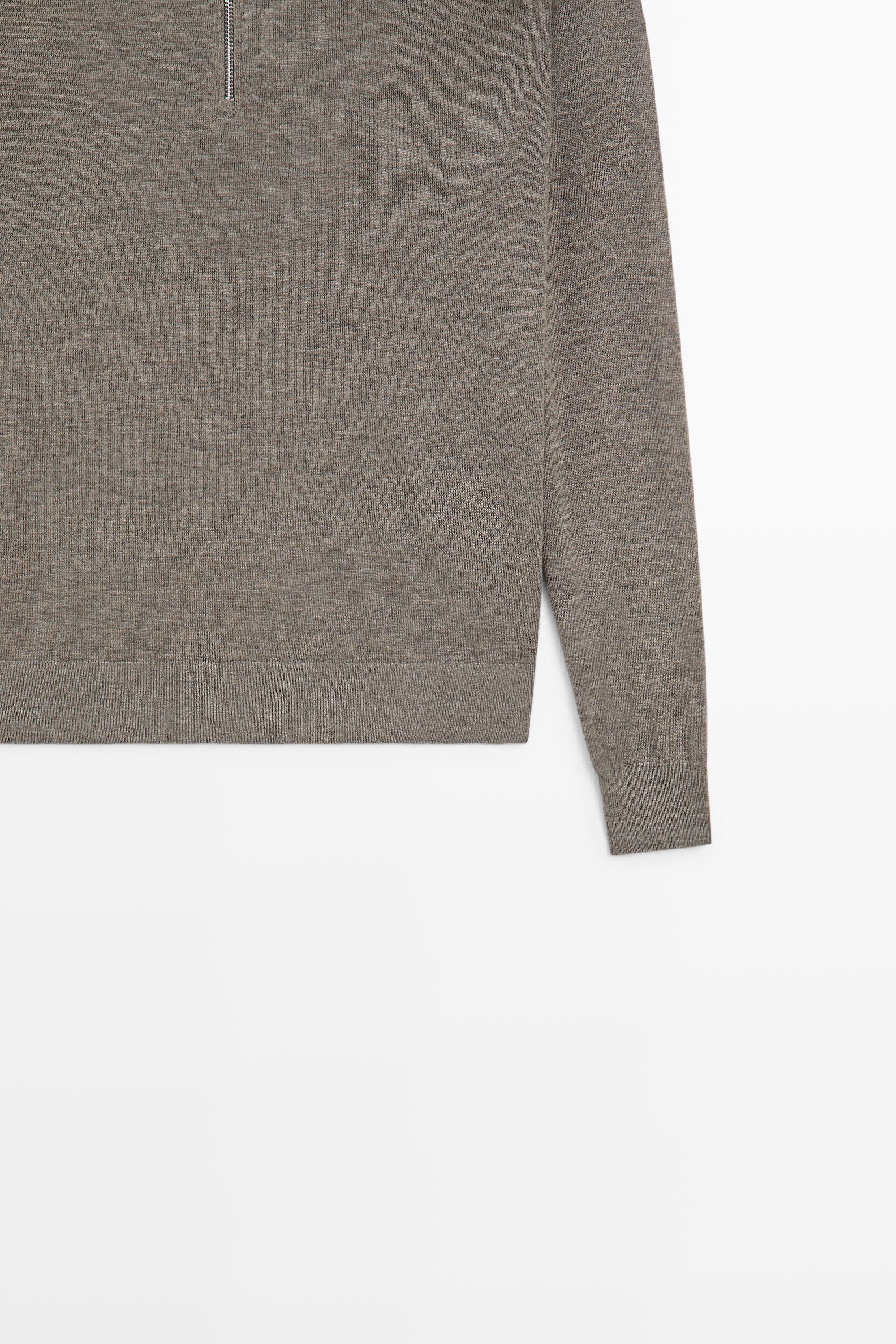 Wool blend quarter-zip knit sweater - DARK KHAKI