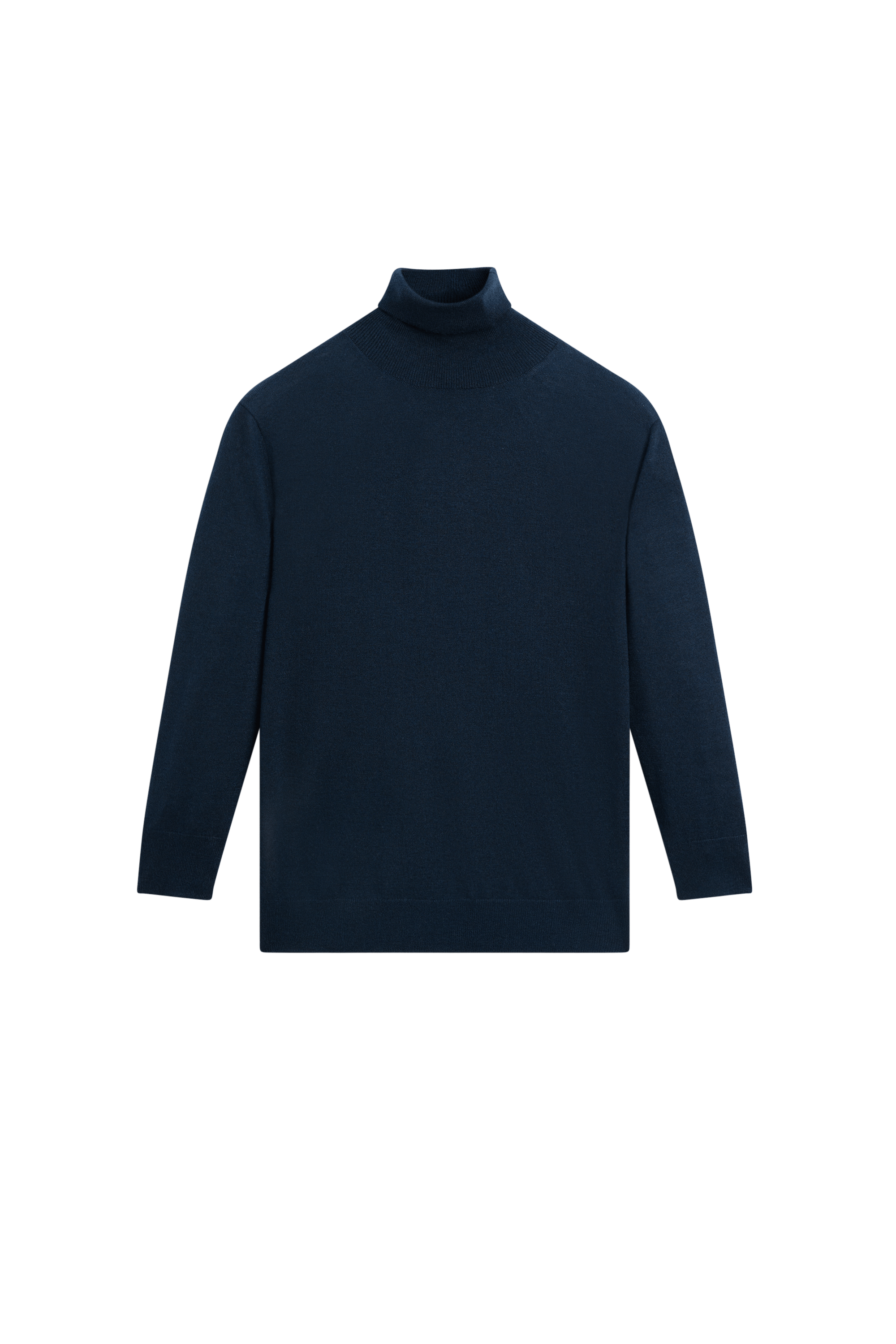 Wool blend turtleneck knit sweater - NAVY BLUE