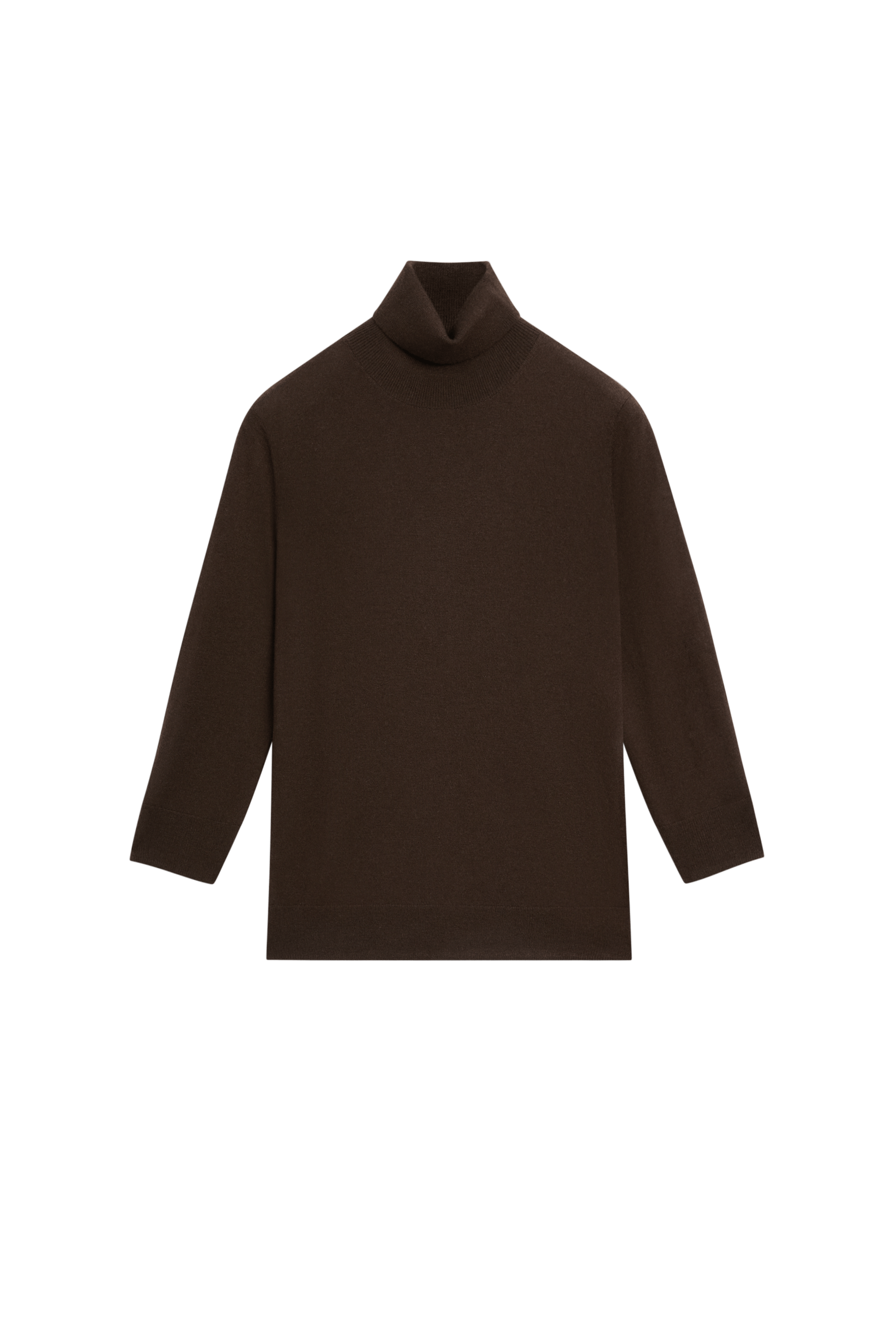 Wool blend turtleneck knit sweater - Chocolate
