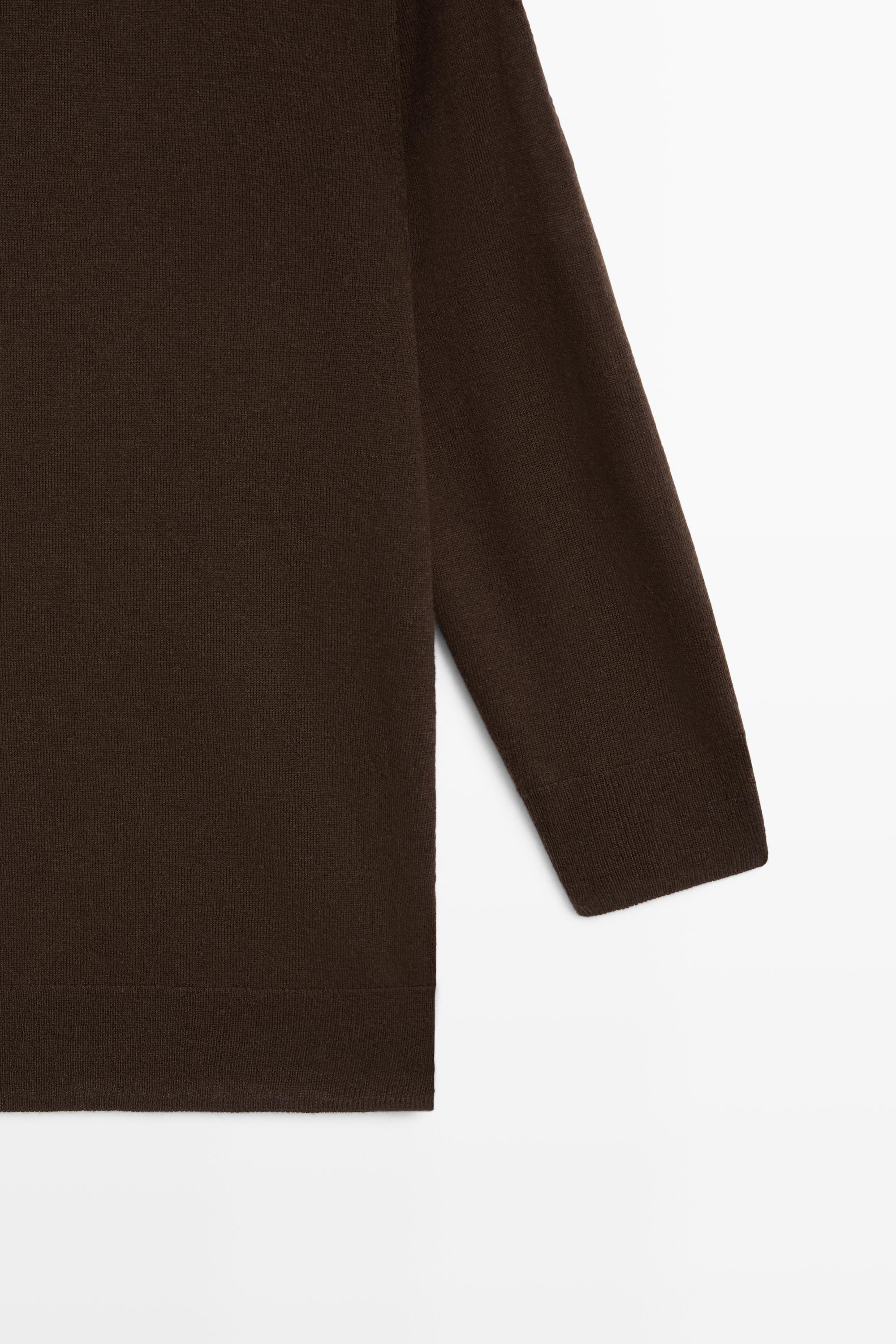 Wool blend turtleneck knit sweater - Chocolate
