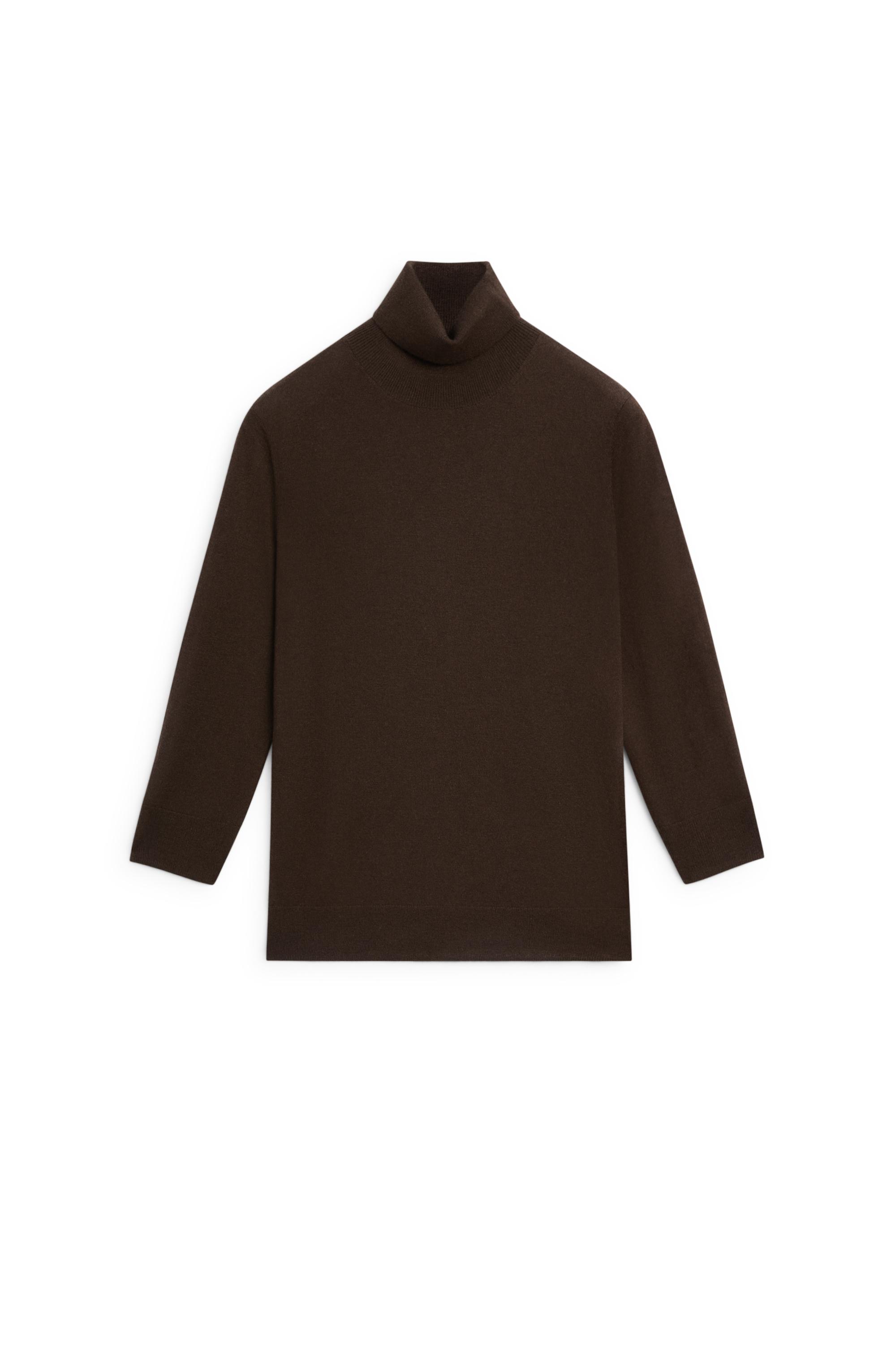 Wool blend turtleneck knit sweater - Chocolate