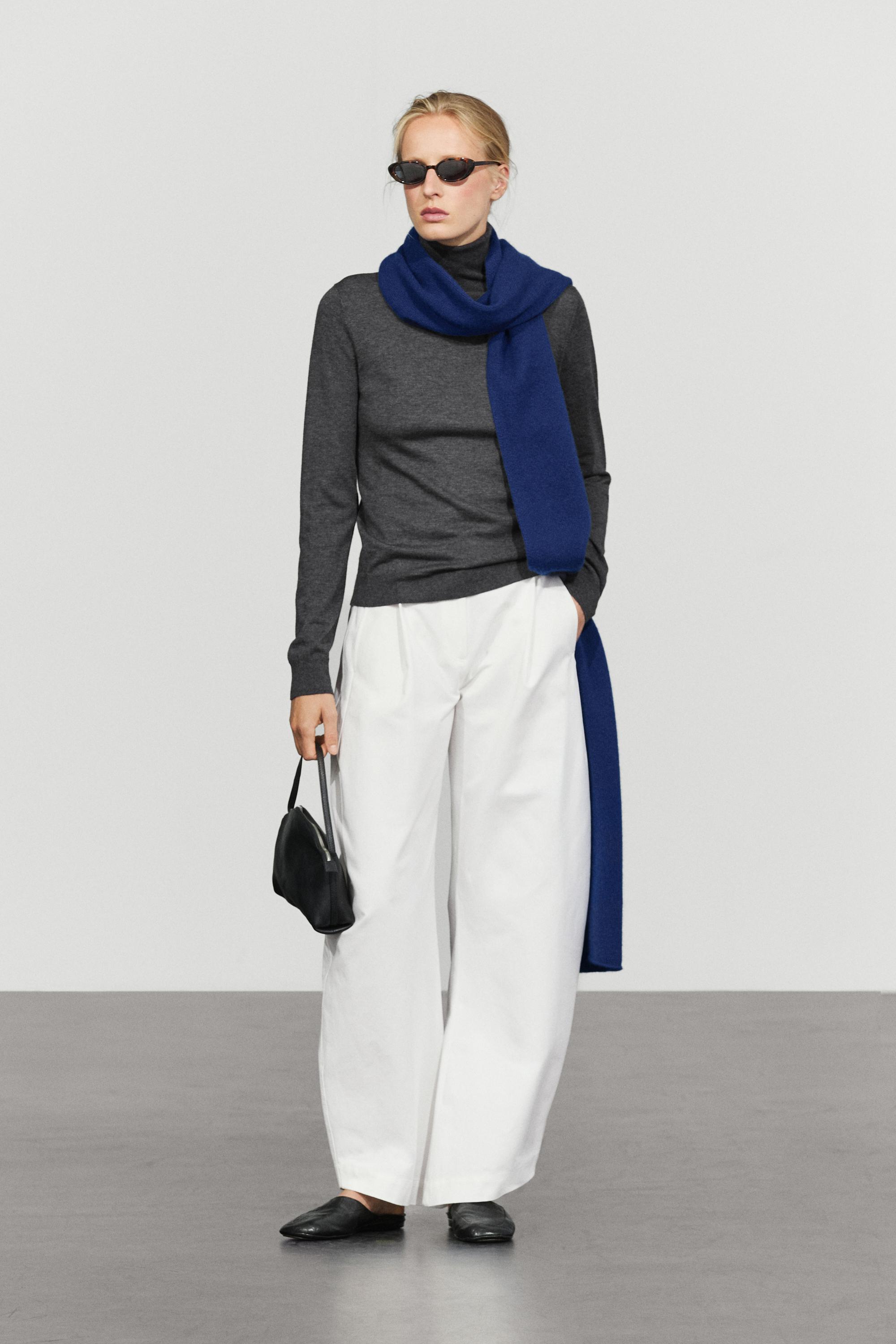 Wool-blend turtleneck knit sweater - GREY