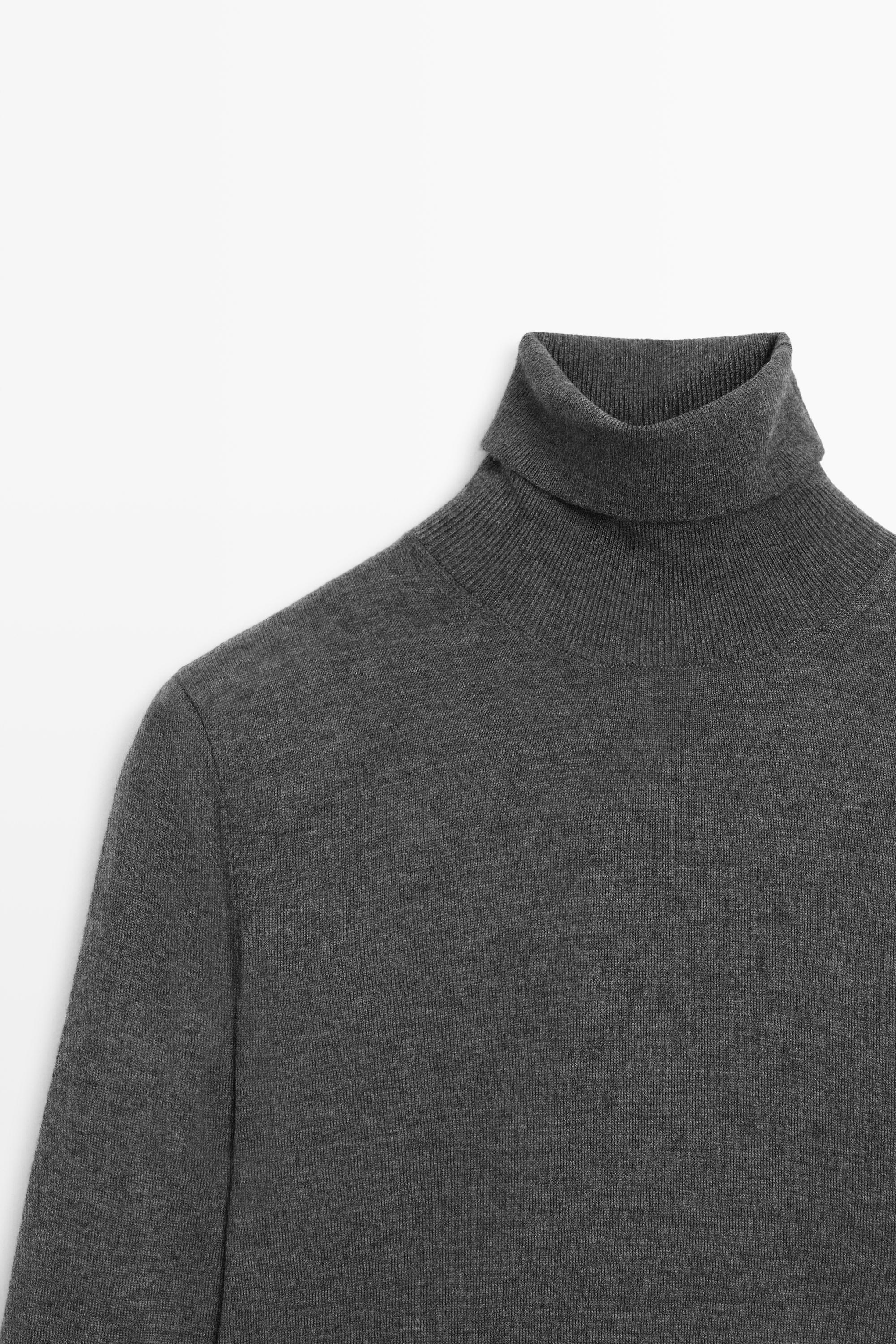 Wool-blend turtleneck knit sweater - GREY