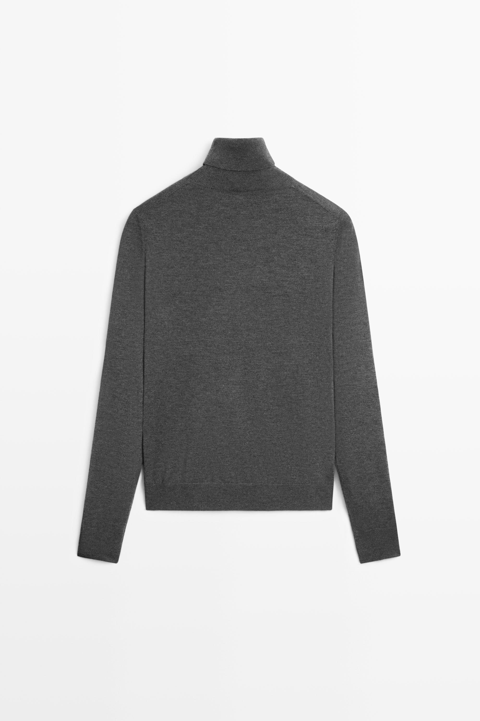 Wool-blend turtleneck knit sweater - GREY