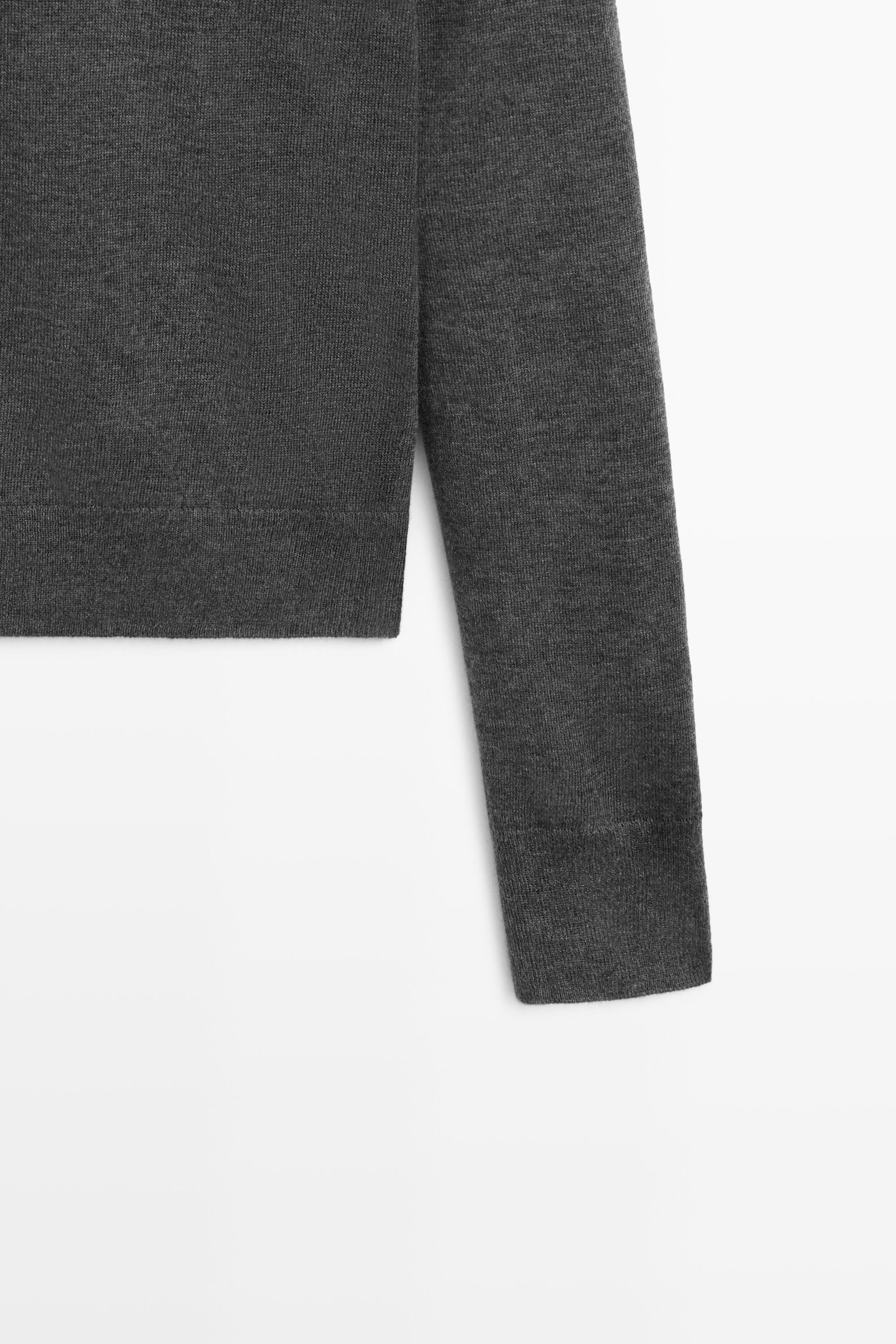 Wool-blend turtleneck knit sweater - GREY