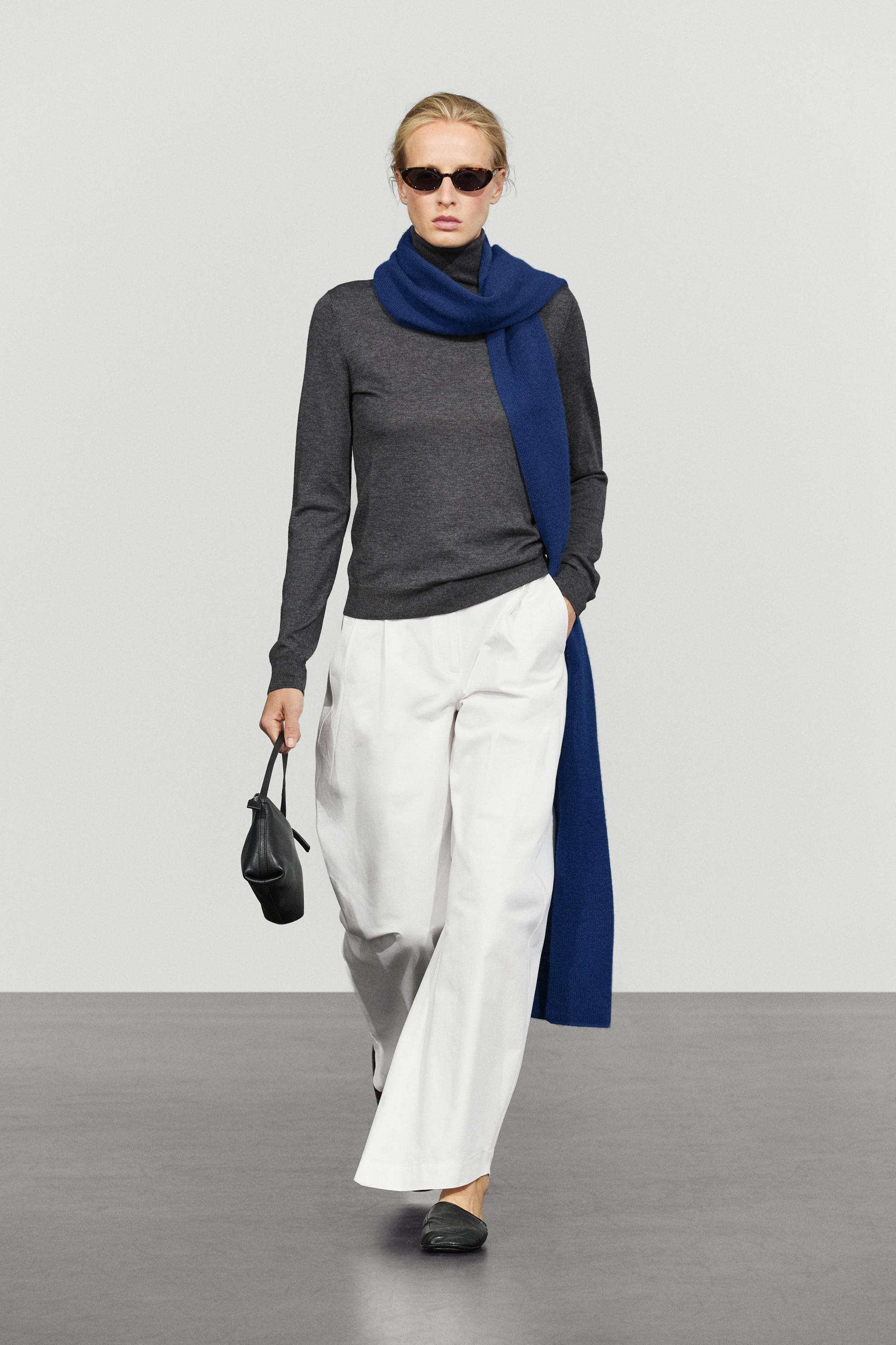 Wool-blend turtleneck knit sweater - GREY