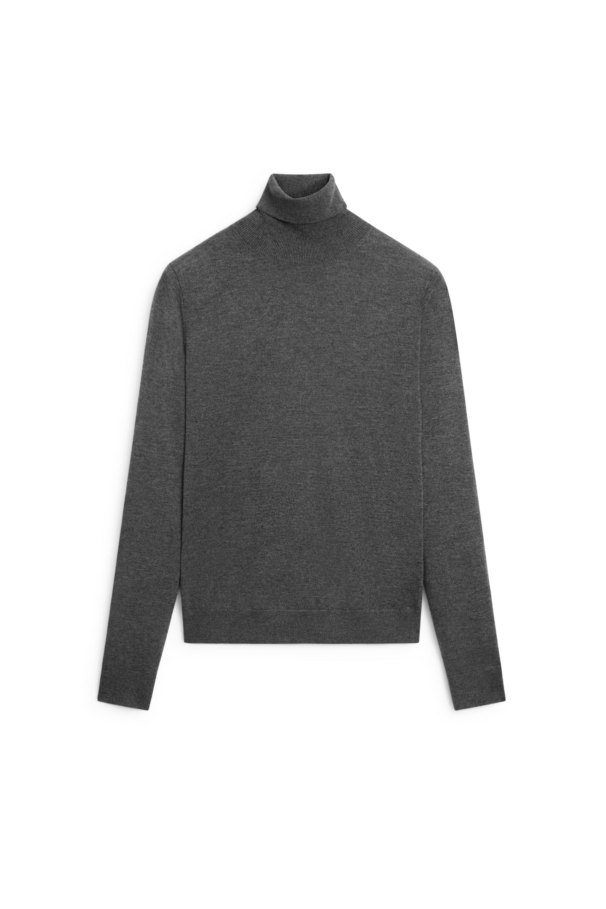 Wool-blend turtleneck knit sweater - GREY