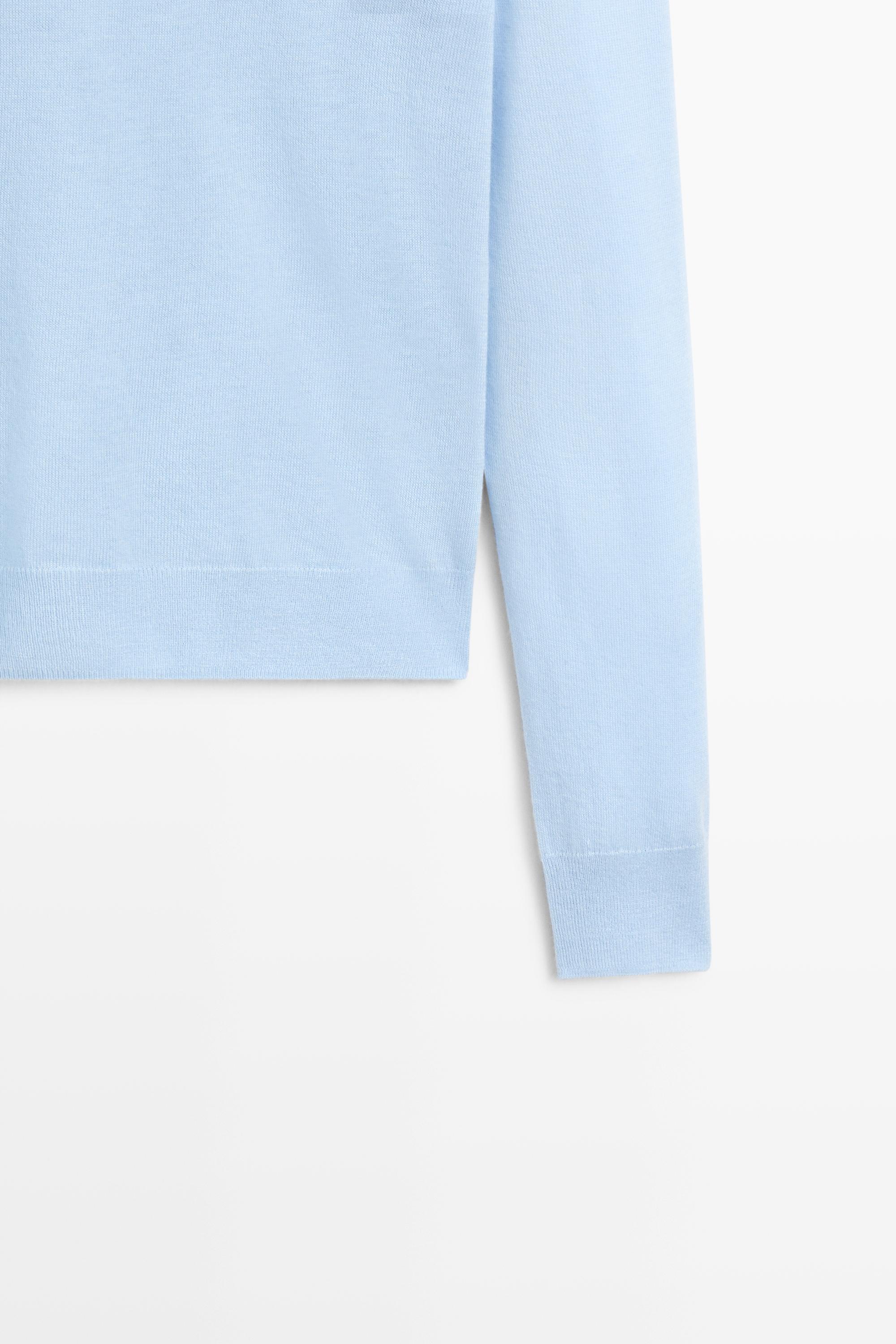 Wool-blend turtleneck knit sweater - SKY BLUE