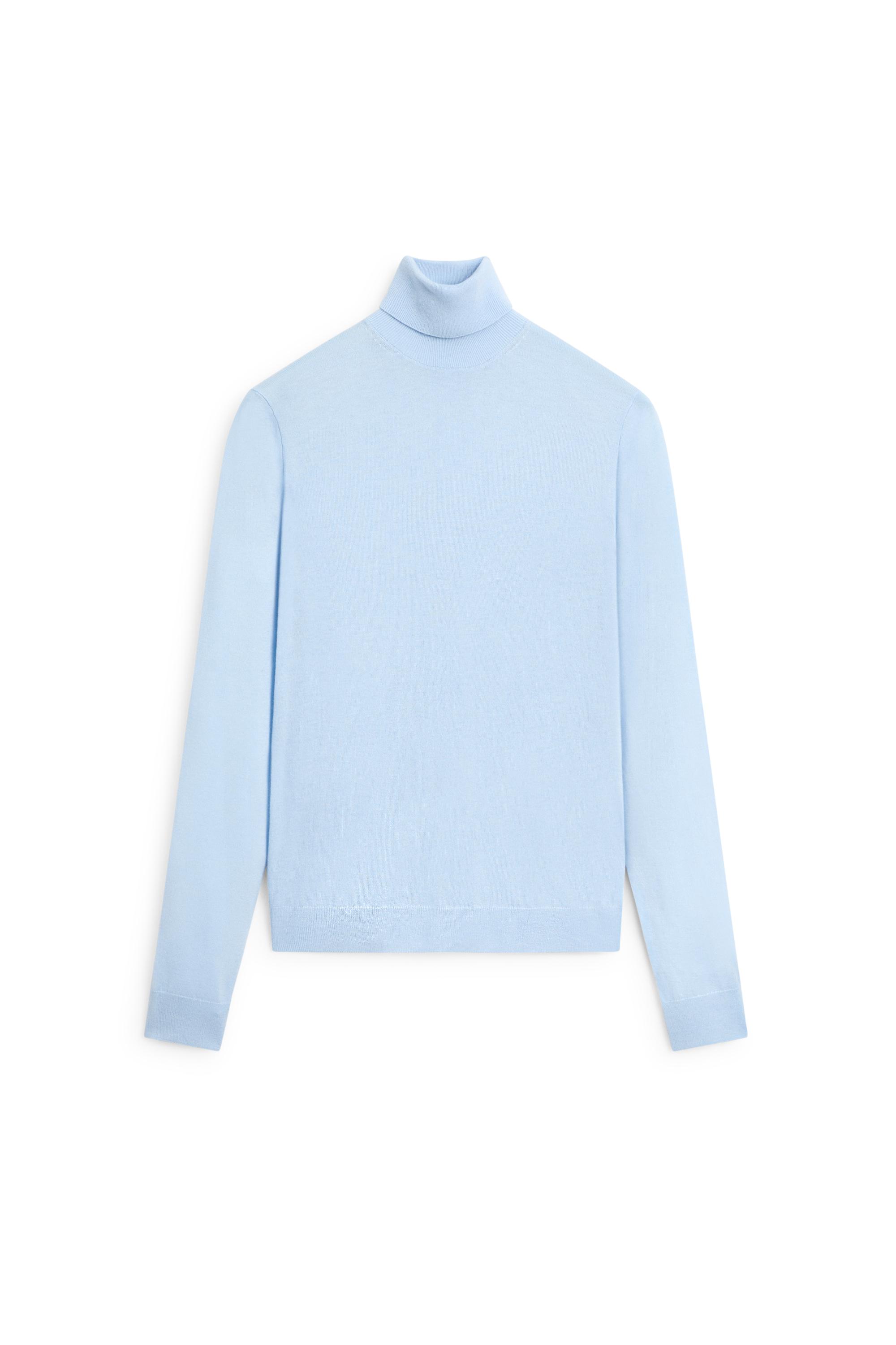 Wool-blend turtleneck knit sweater - SKY BLUE