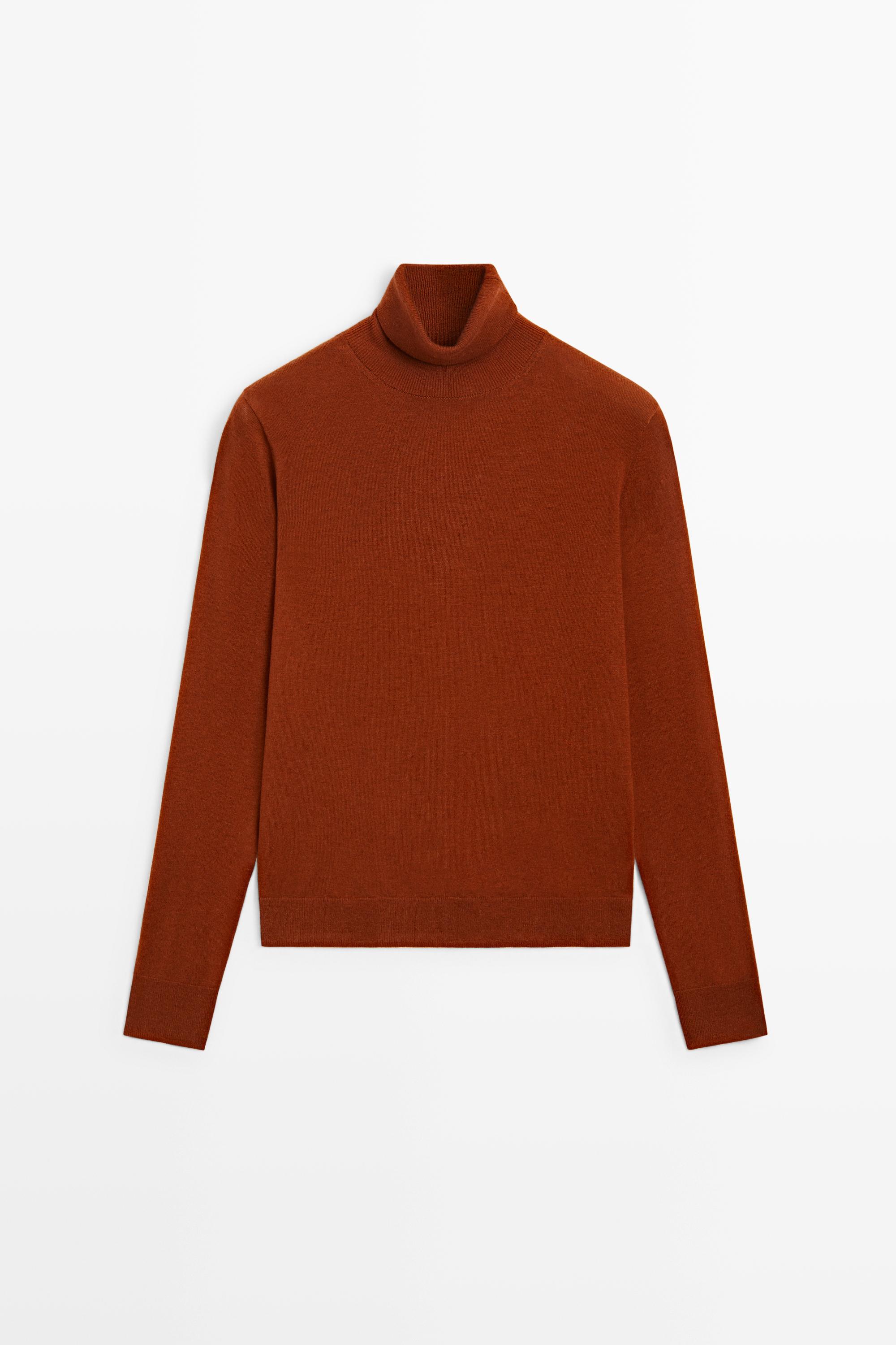 Wool-blend turtleneck knit sweater - COPPER