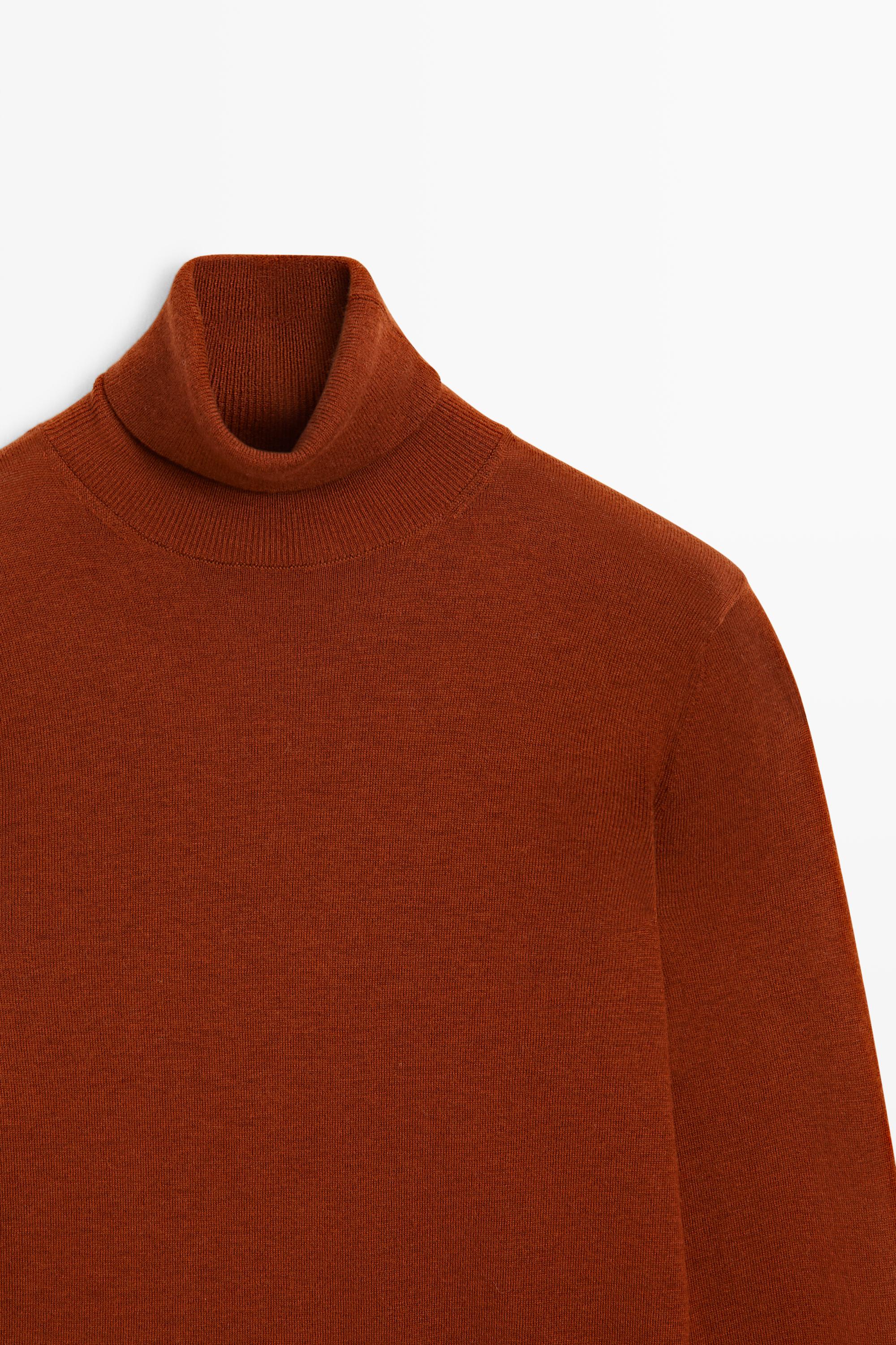 Wool-blend turtleneck knit sweater - COPPER