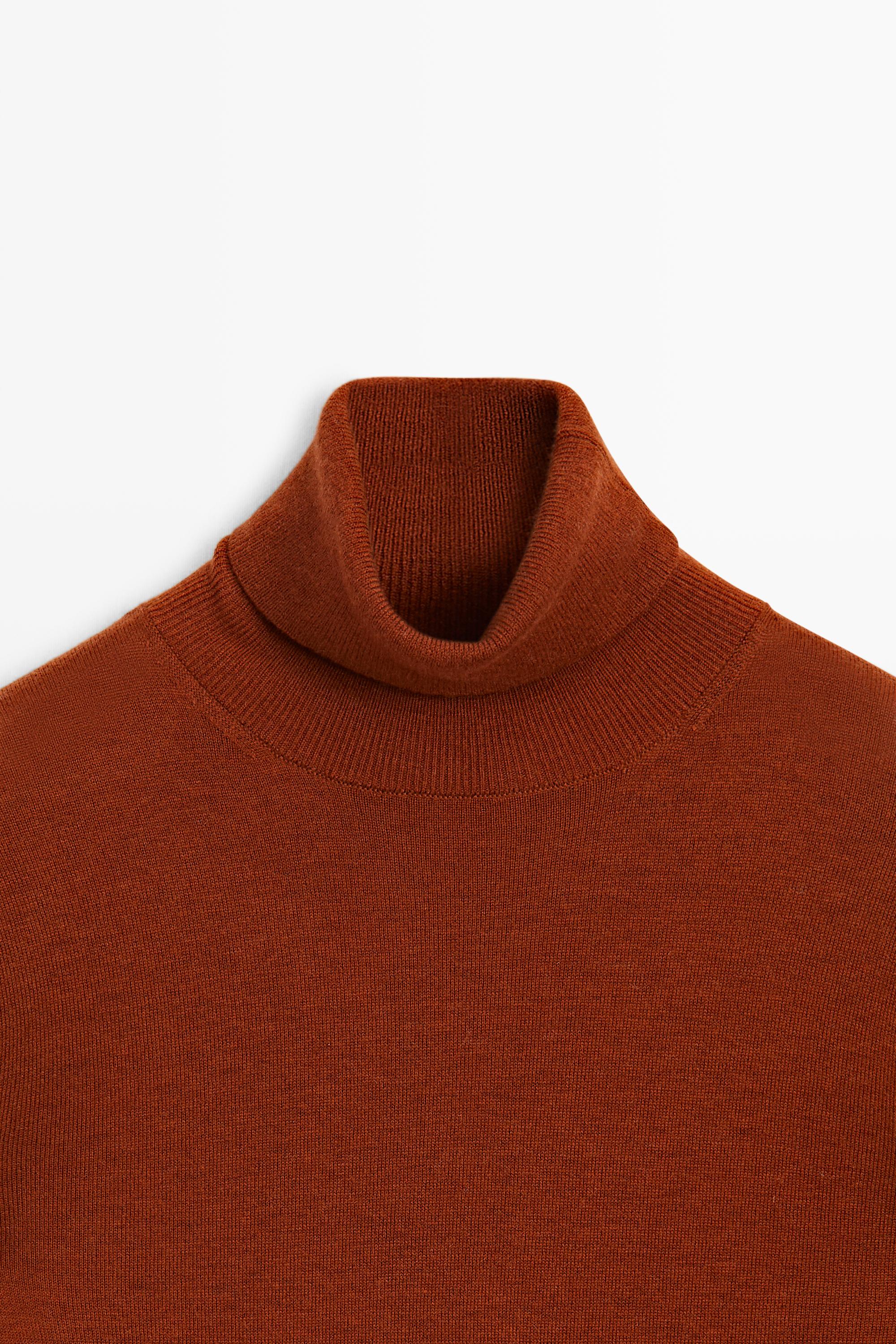 Wool-blend turtleneck knit sweater - COPPER