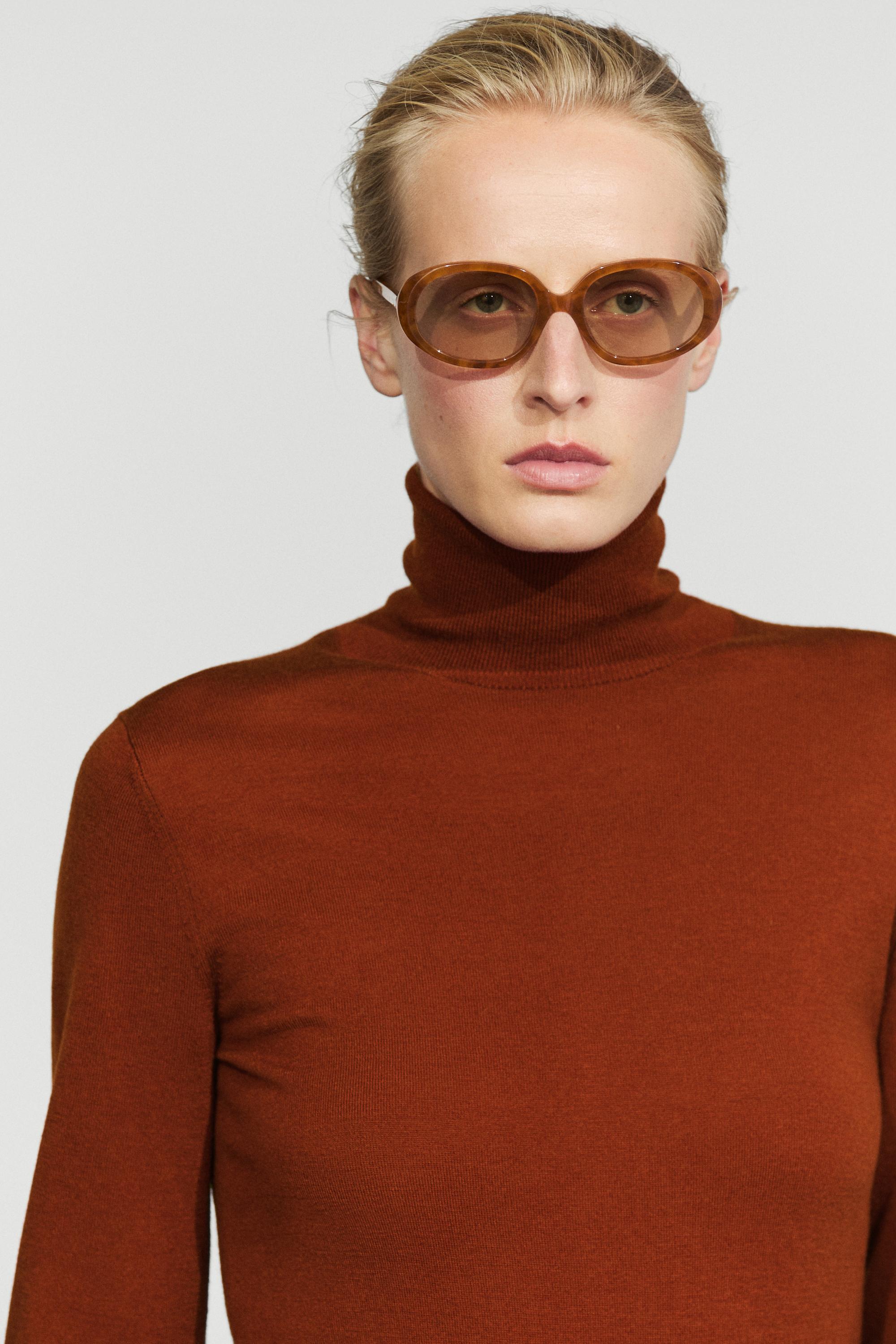 Wool-blend turtleneck knit sweater - COPPER