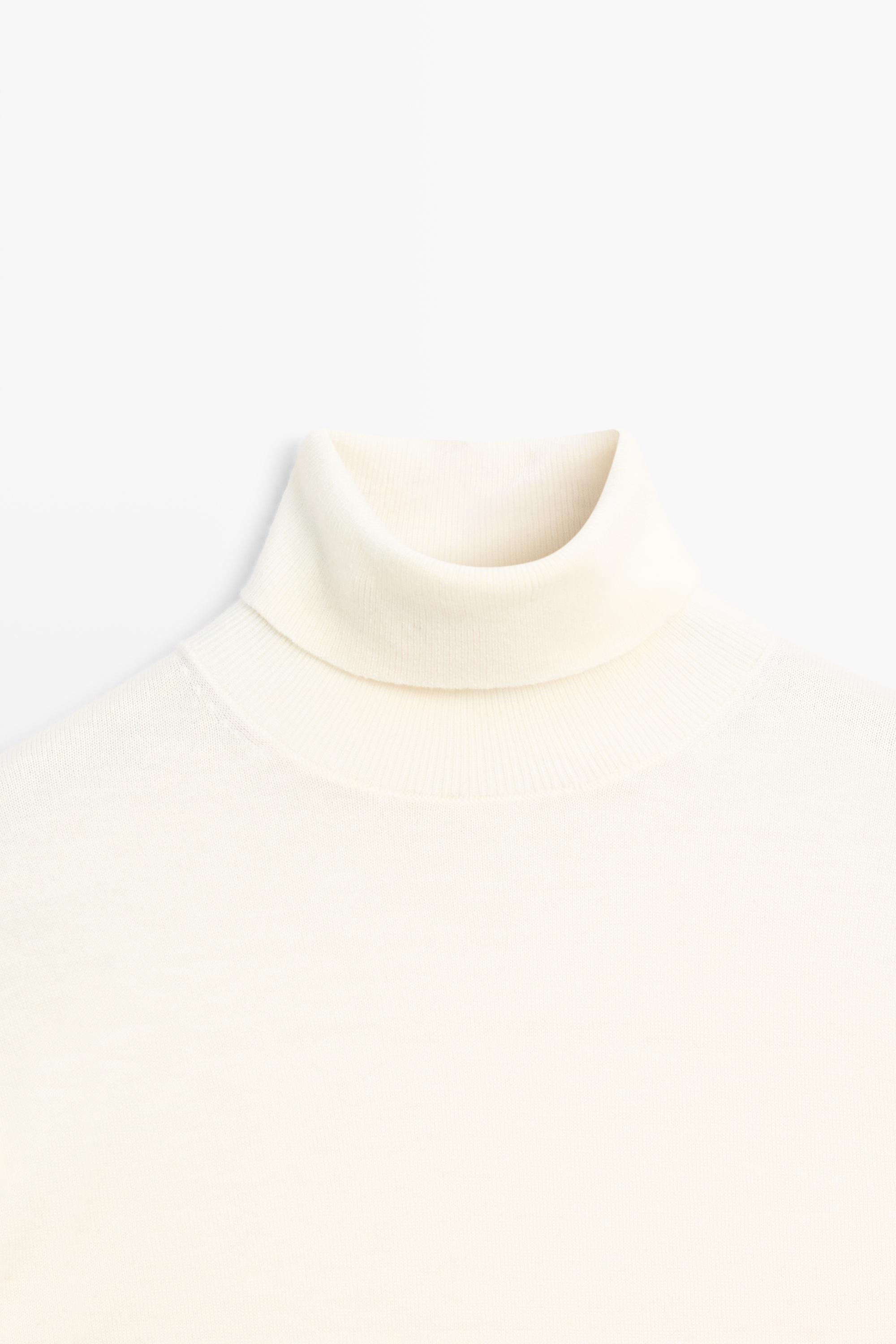 Wool-blend turtleneck knit sweater - CREAM