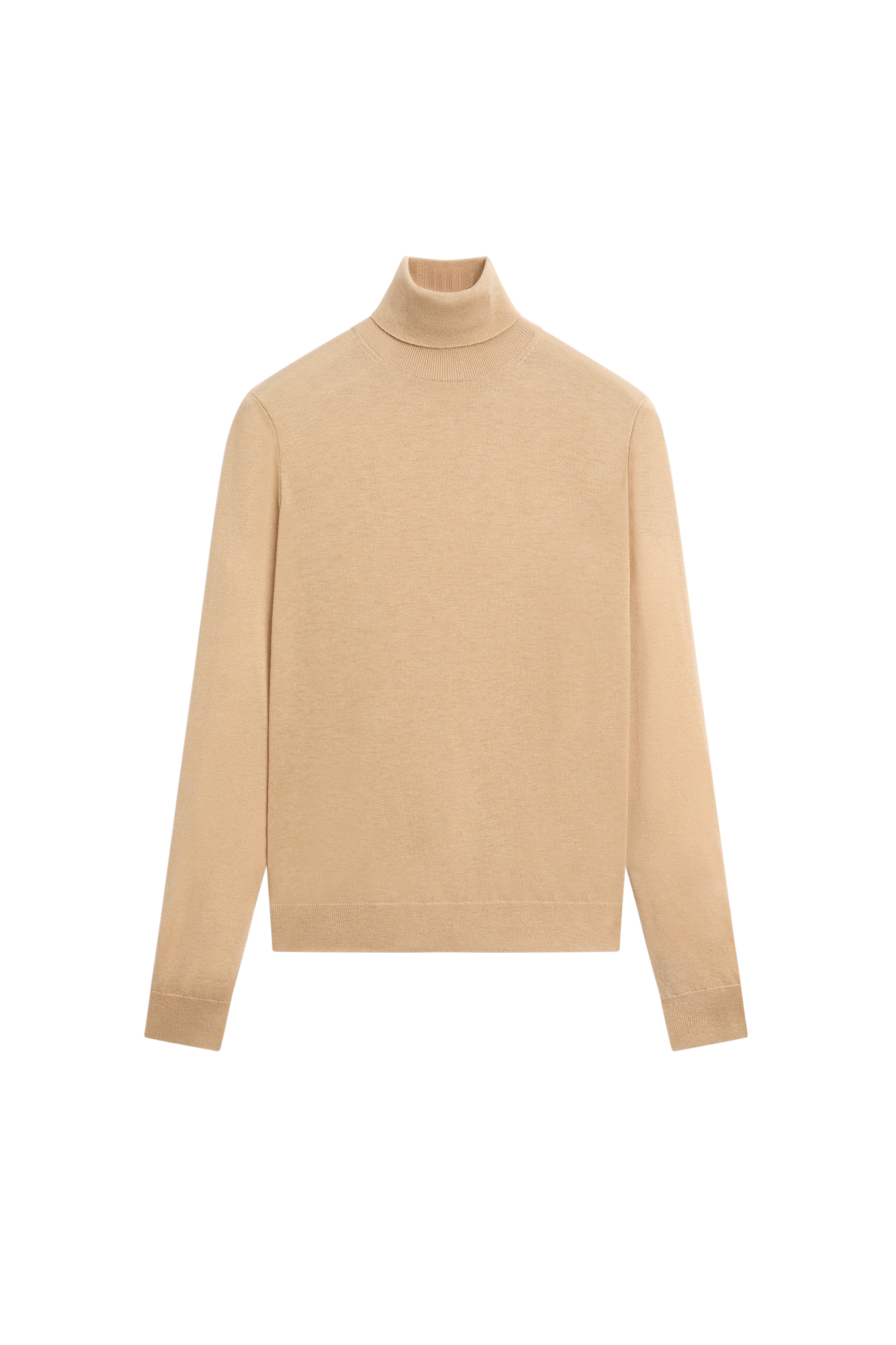 Wool-blend turtleneck knit sweater - CAMEL