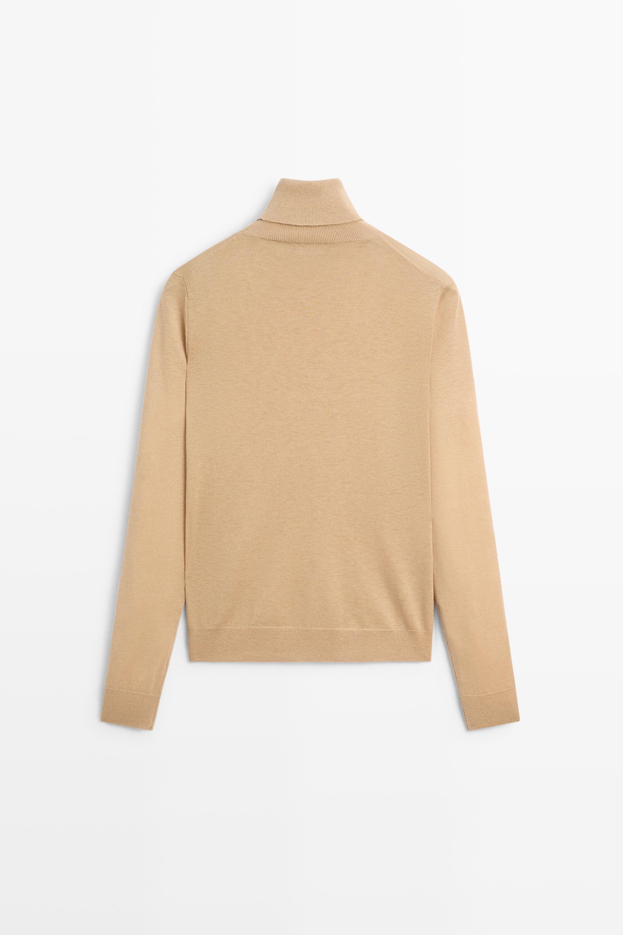 Wool-blend turtleneck knit sweater - CAMEL